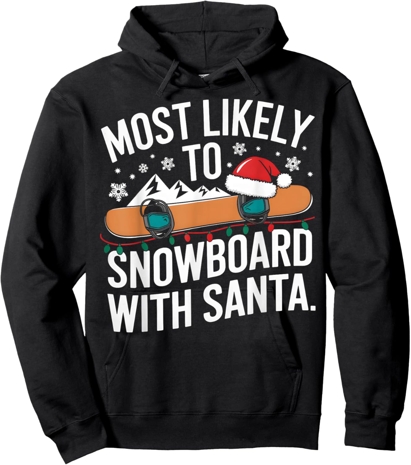 Santa Snowboarding Christmas Winter Sports Humor Pajamas Hoodie - Hoodie | Black