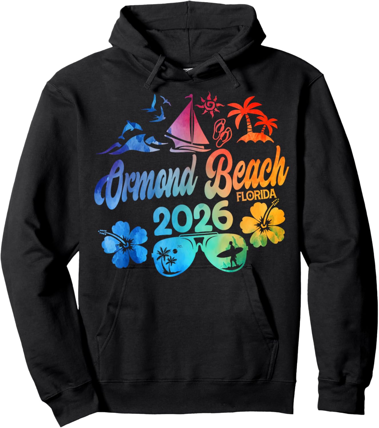 Ormond Beach Florida 2026 Vacation Tie Dye Trip Summer Vibes Hoodie - Hoodie | Black