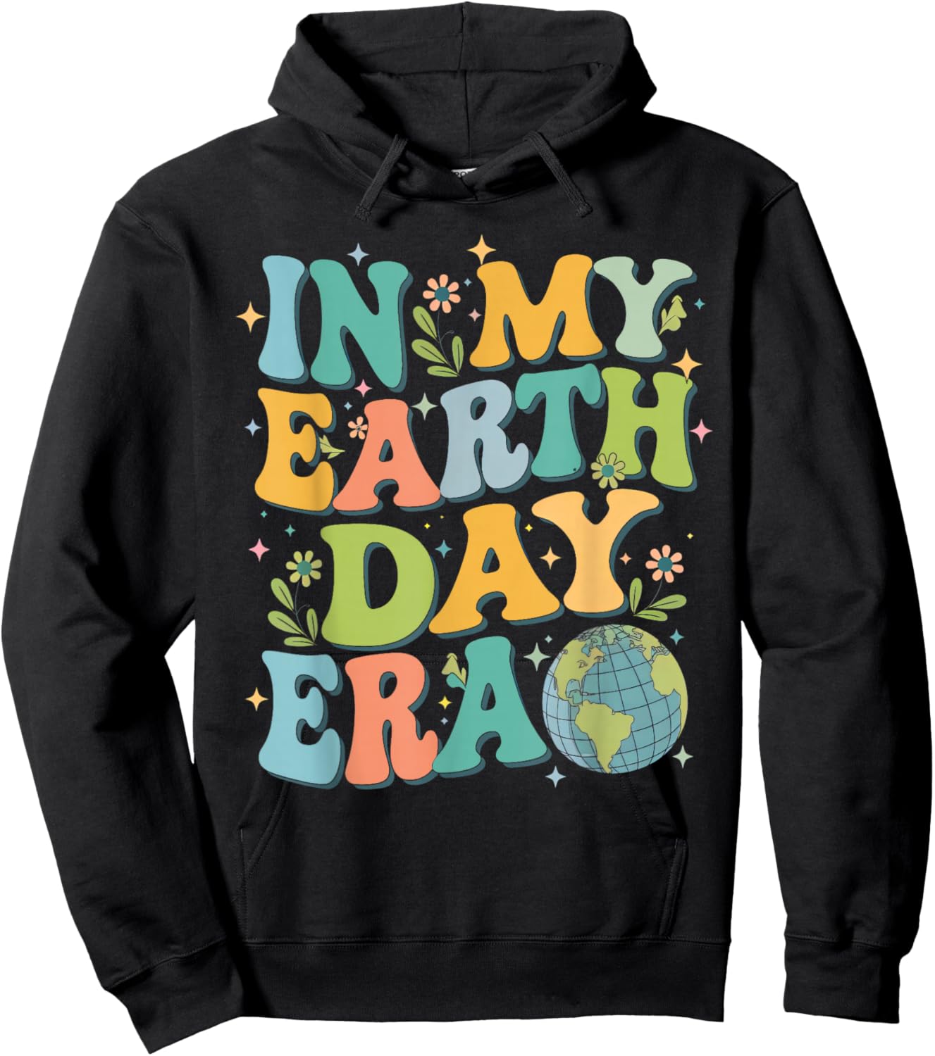 Groovy Retro In My Earth Day Era Boys Girls Kids Hoodie - Hoodie | Black