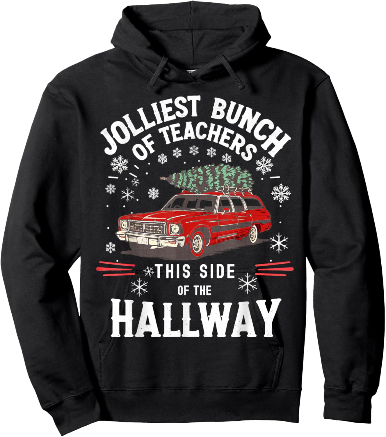 Jolliest Bunch of Teachers This Side of The Hallway Xmas Men Hoodie - Hoodie | Black