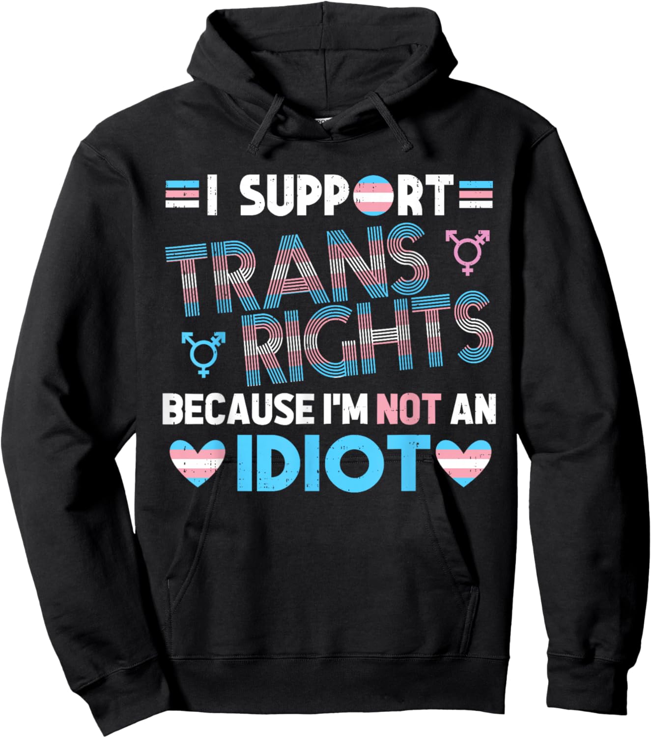 Support Transgender Pride Trans Rights Ally Gay LGBTQ Flag Hoodie - Hoodie | Black