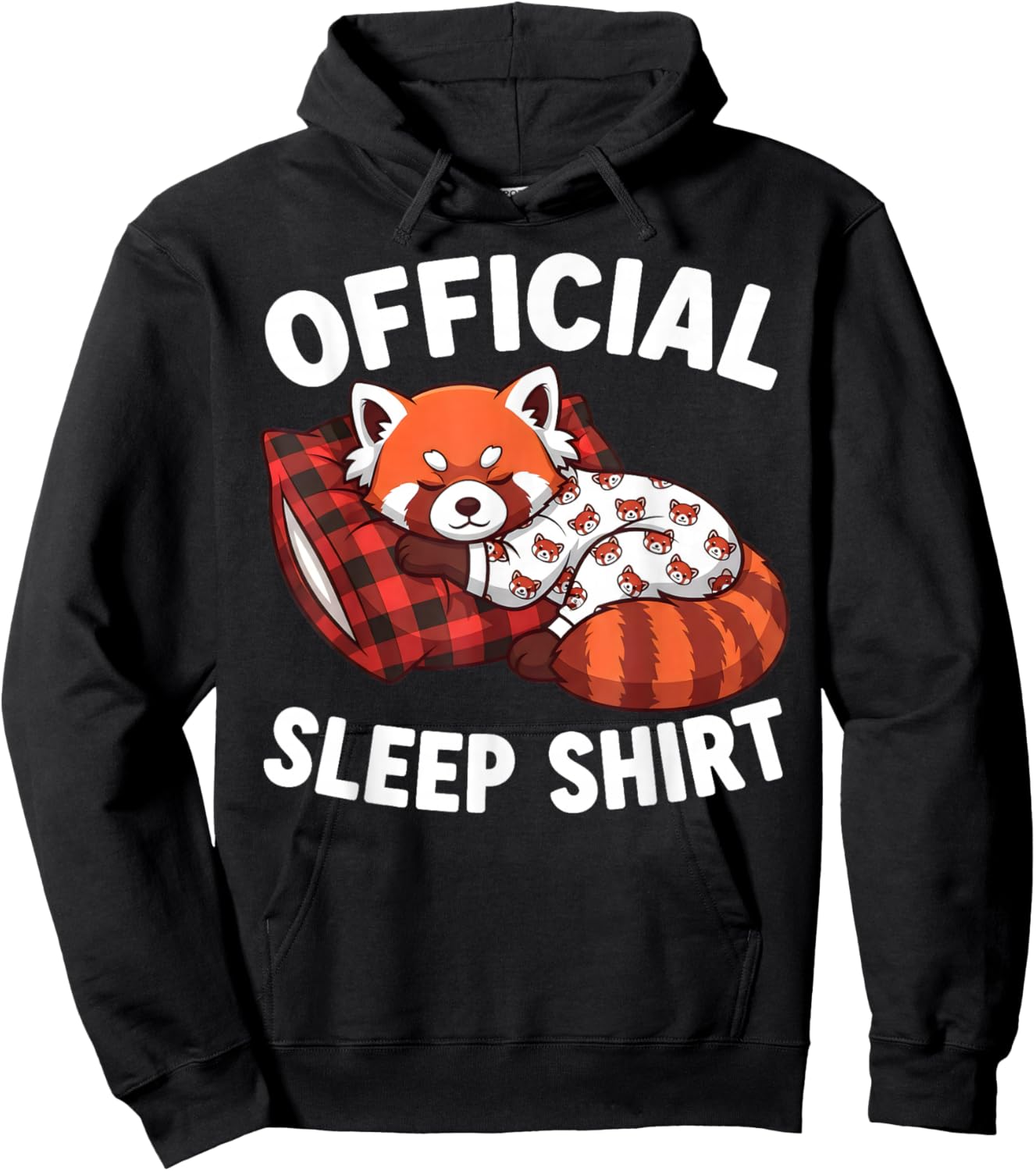 Cute Kawaii Sleeping Red Panda Official Sleepshirt Nightgown Hoodie - Hoodie | Black