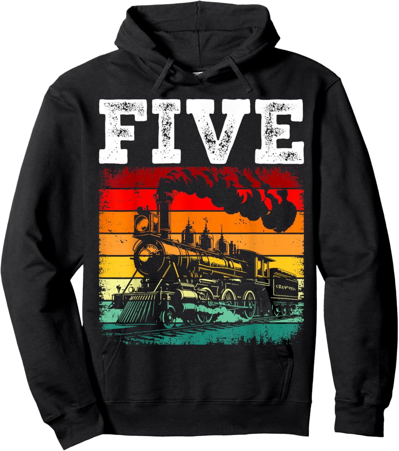 5 Year Old Boy Trains 5th Birthday Locomotive Train Hoodie - Hoodie | Black