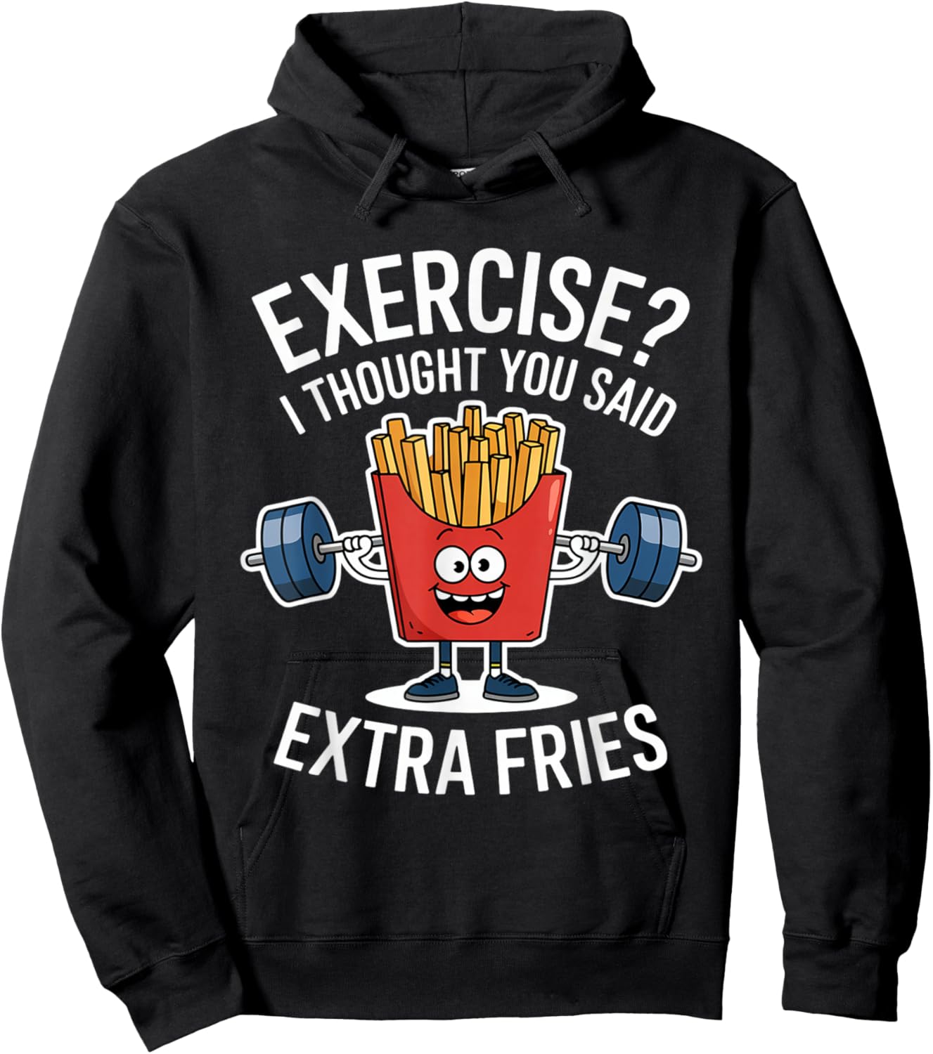 Exercise I Thought You Said Extra Fries Funny Fries Kids Men Hoodie - Hoodie | Black