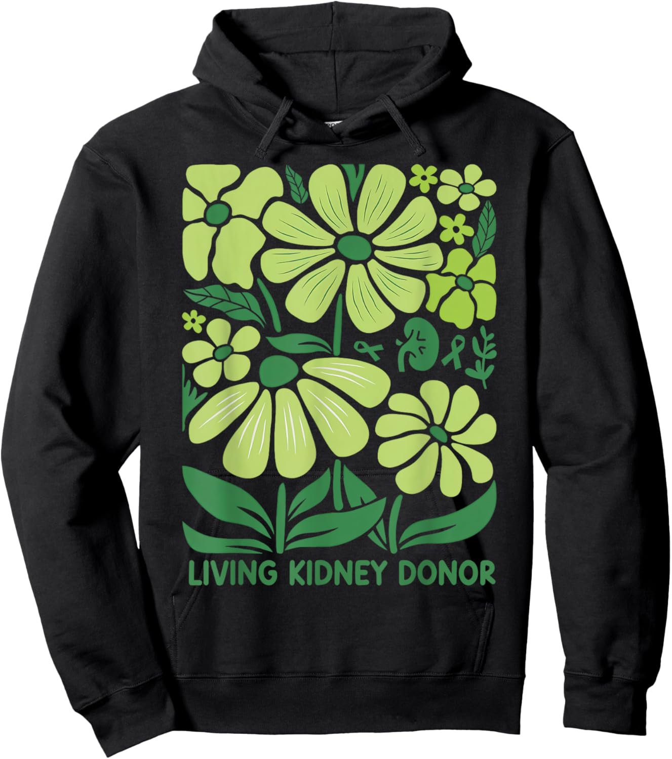 Boho Flower Living Kidney Donor Kidney Disease Awareness Hoodie - Hoodie | Black