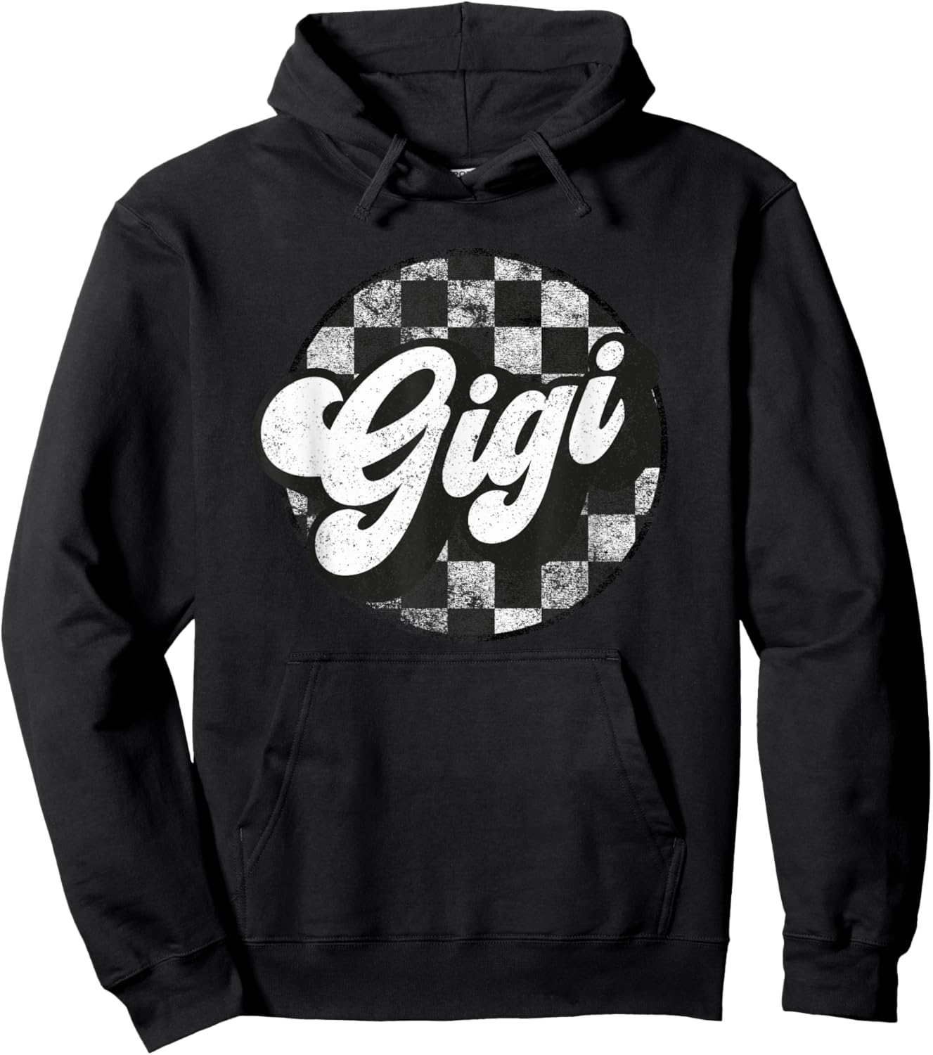 Funny Retro Checkered Gigi Race Vintage Matching Family Hoodie - Hoodie | Black