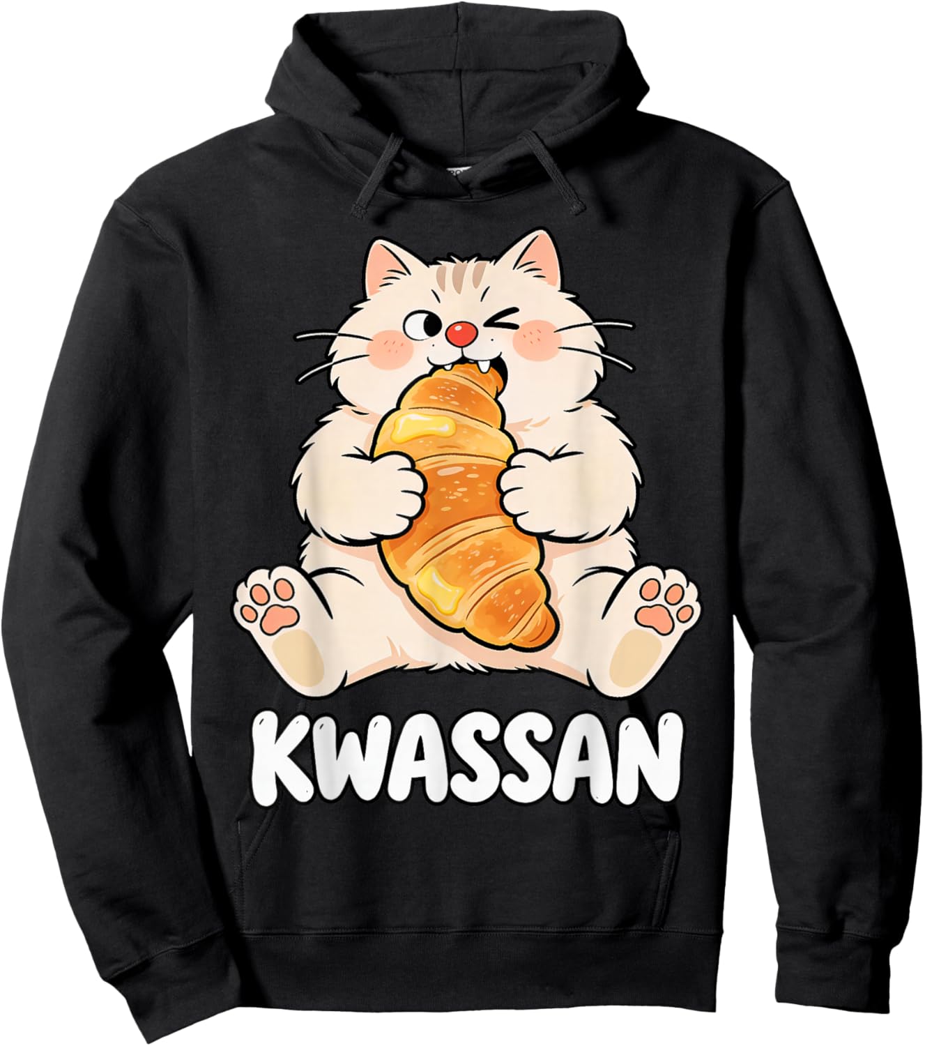 Croissant Cat KWASSAN French Pâtisserie et Boulangerie Meme Hoodie - Hoodie | Black