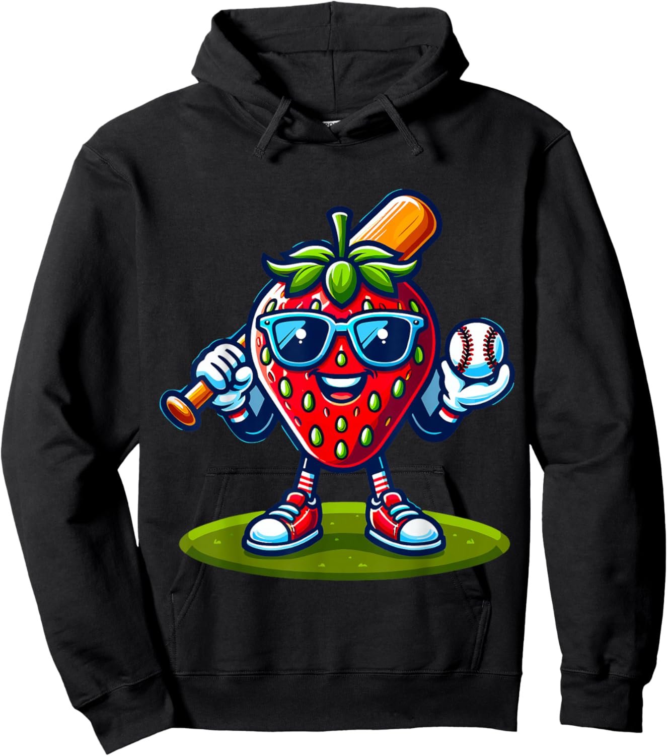 Strawberry Baseball Player Hoodie - Hoodie | Black
