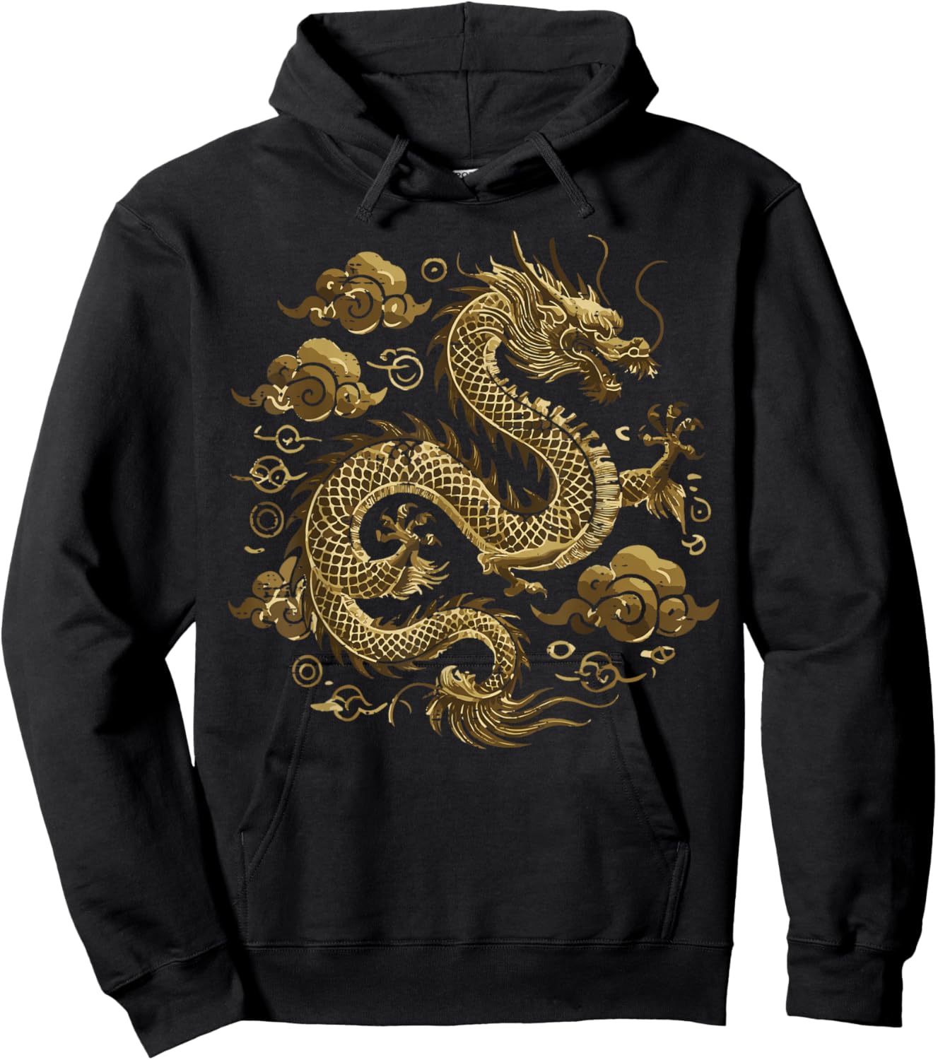 Dragon Asian Clouds Vintage Chinese Japanese Men Women Kids Hoodie - Hoodie | Black