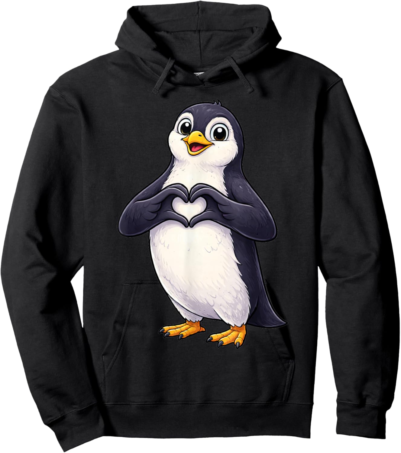 Penguin with Heart | Cute Tailcoat Carrier with Heart Symbol Hoodie - Hoodie | Black