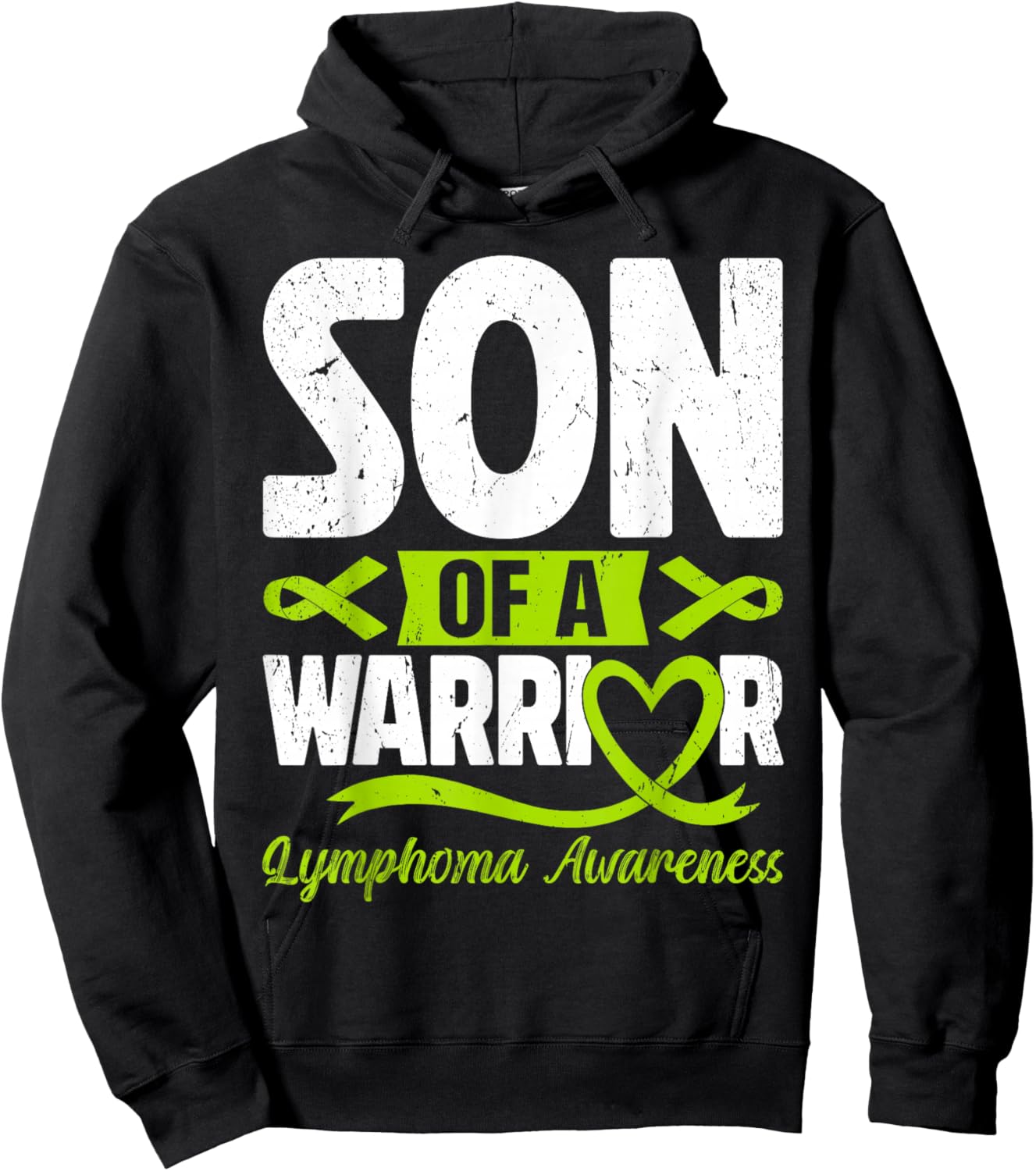 Son Of A Warrior Lymphoma Awareness Lime Green Ribbon Hoodie - Hoodie | Black