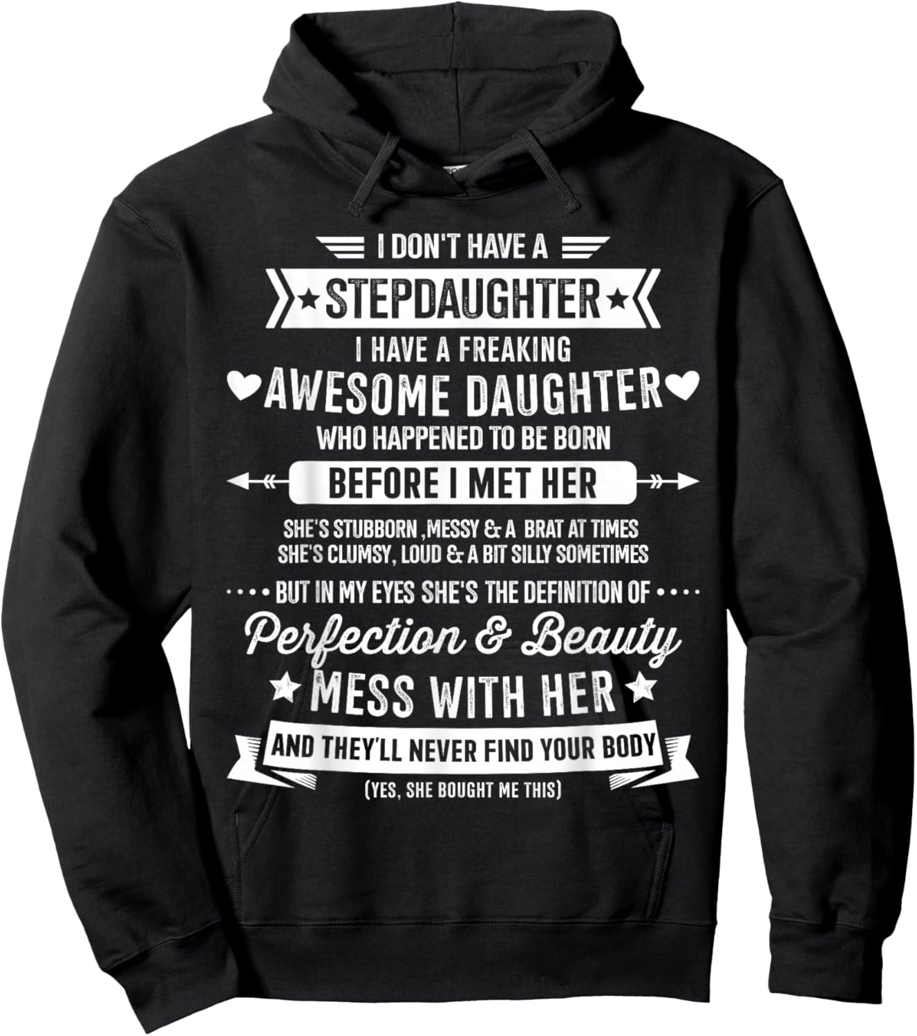 Awesome Stepdaughter for Step Bonus dad Fathers Day Birthday Hoodie - Hoodie | Black