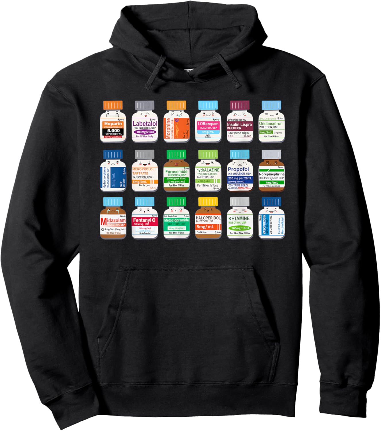 Medication Vial Medical Bottles Nurse Pharmacy Pharmacists Hoodie - Hoodie | Black