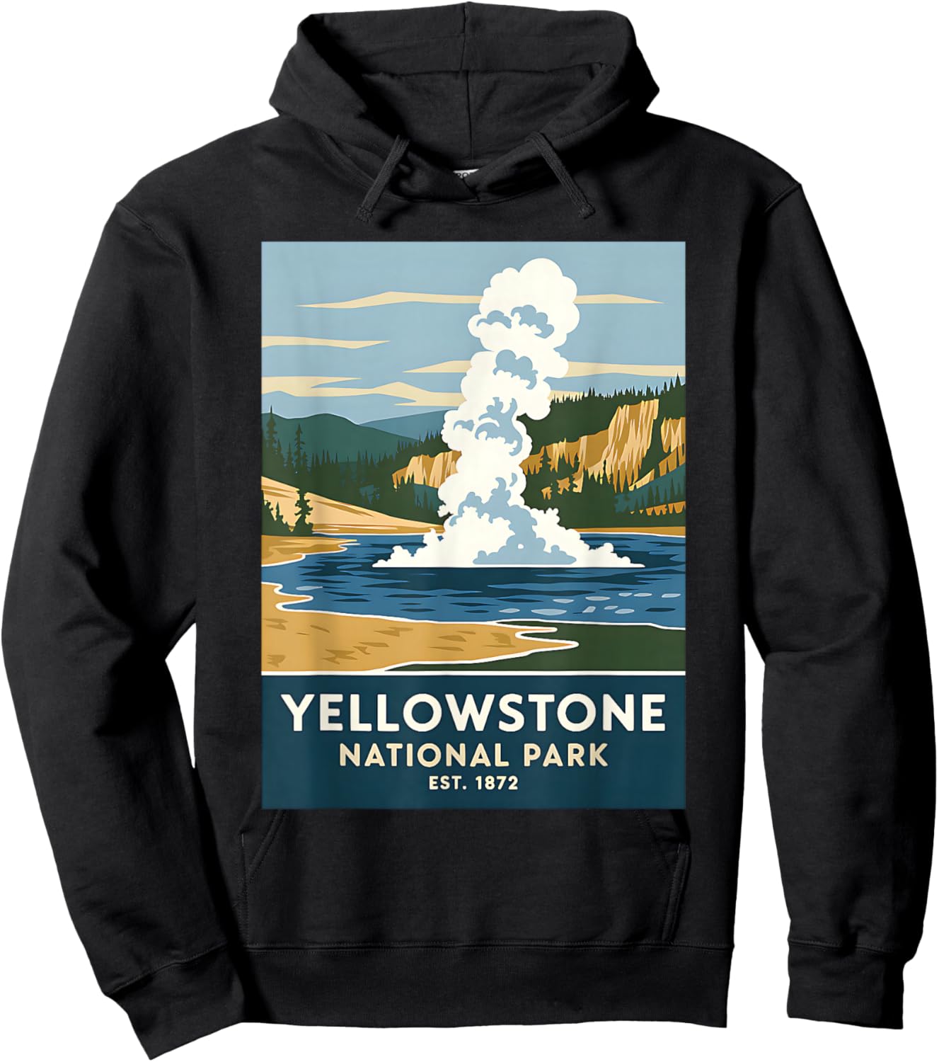 Yellowstone National Park Vintage Camping Hiking Men Women Hoodie - Hoodie | Black