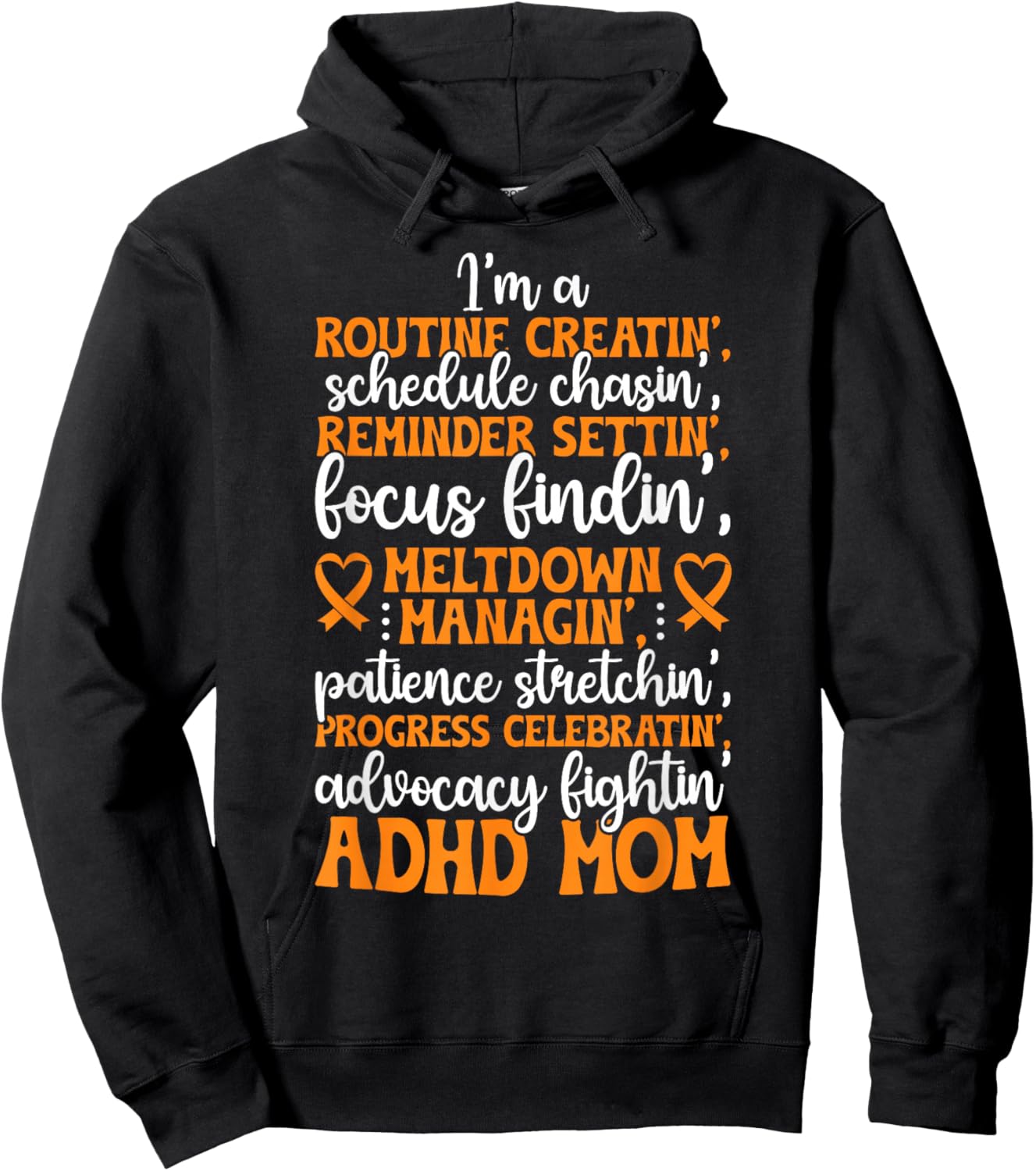 ADHD Mom Definition ADHD Warrior Mother ADHD Awareness Month Hoodie - Hoodie | Black