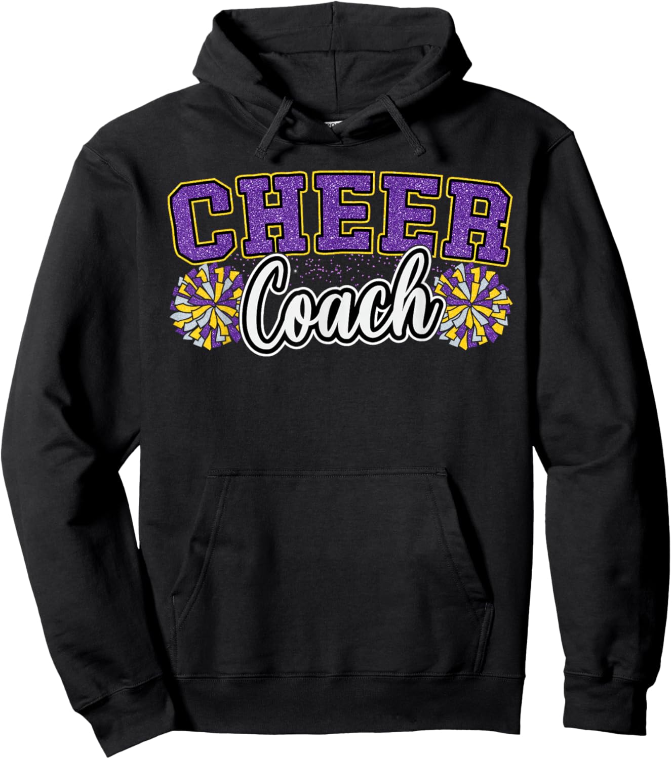 Loud Proud Cheer Coach Pom Poms Purple Cheerleader Women Hoodie - Hoodie | Black