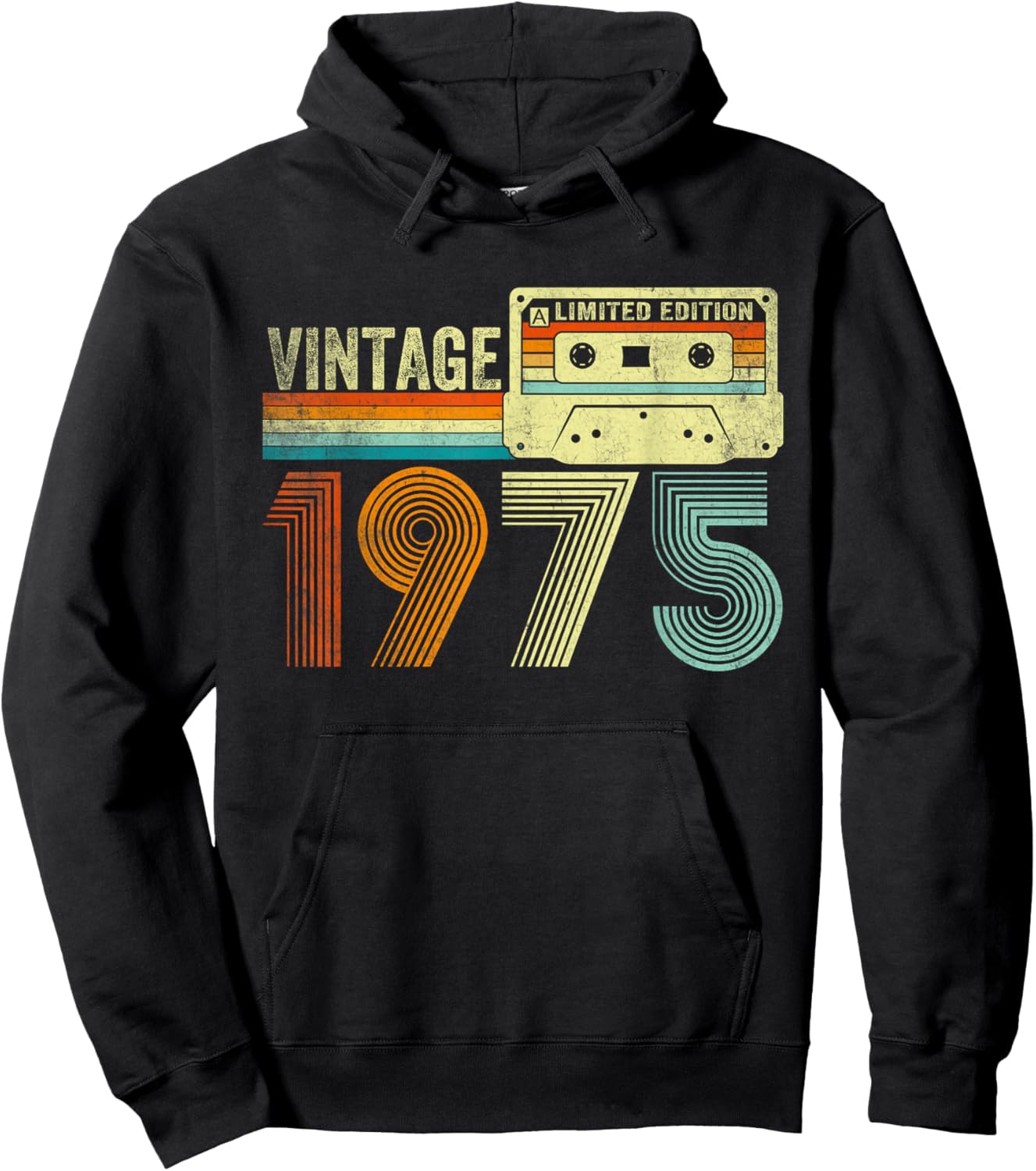 Vintage 1975 Cassette Tape 50th Birthday Gifts 50 Years Old Hoodie - Hoodie | Black