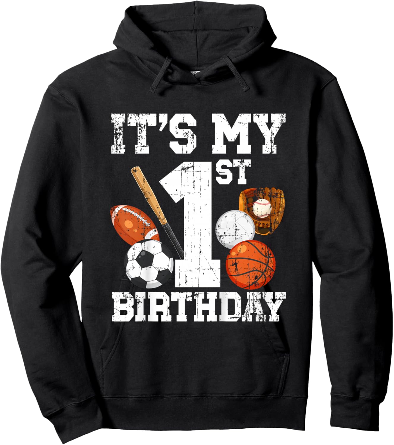 Kids 1st Birthday Sports Birthday Party One Year Old Boy Birthday Hoodie - Hoodie | Black