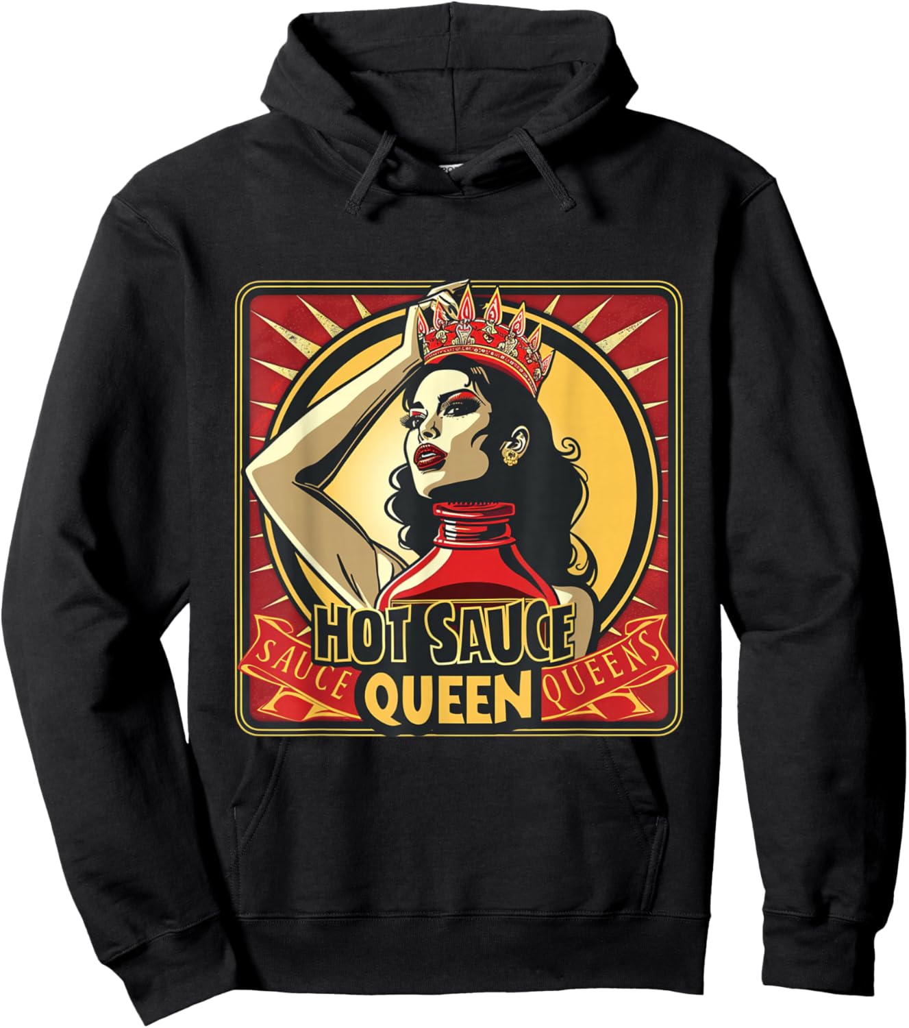 Hot Sauce Queen Sauce King Funny Spicy Food Foodie Spice Hoodie - Hoodie | Black