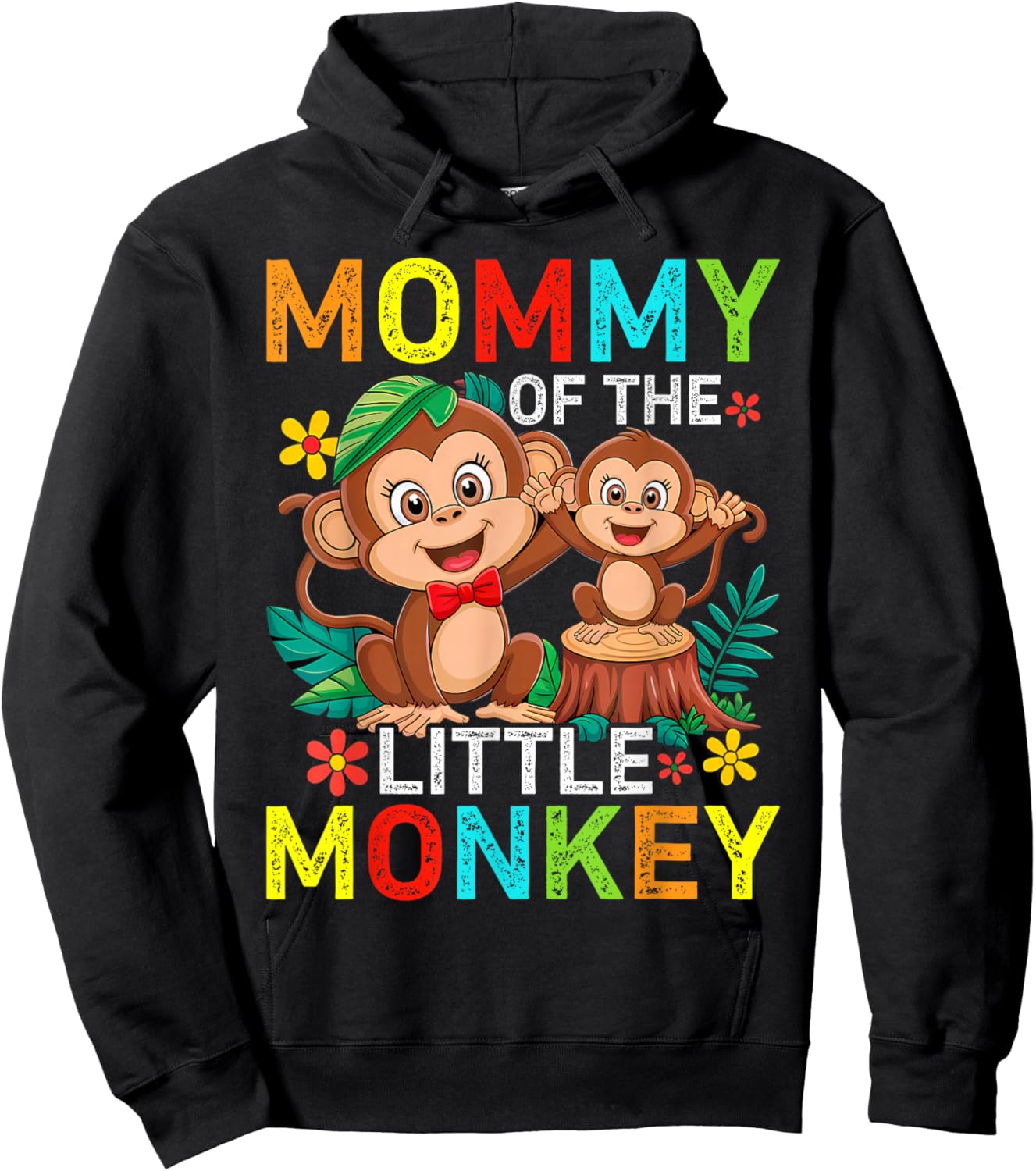 Mommy Of Little Monkey Birthday Family Matching Hoodie - Hoodie | Black