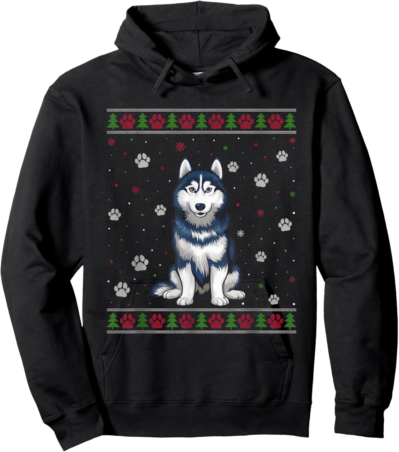 Siberian Husky Christmas Sweater Xmas Pet Animal Dog Lover Women Kids Hoodie - Hoodie | Black
