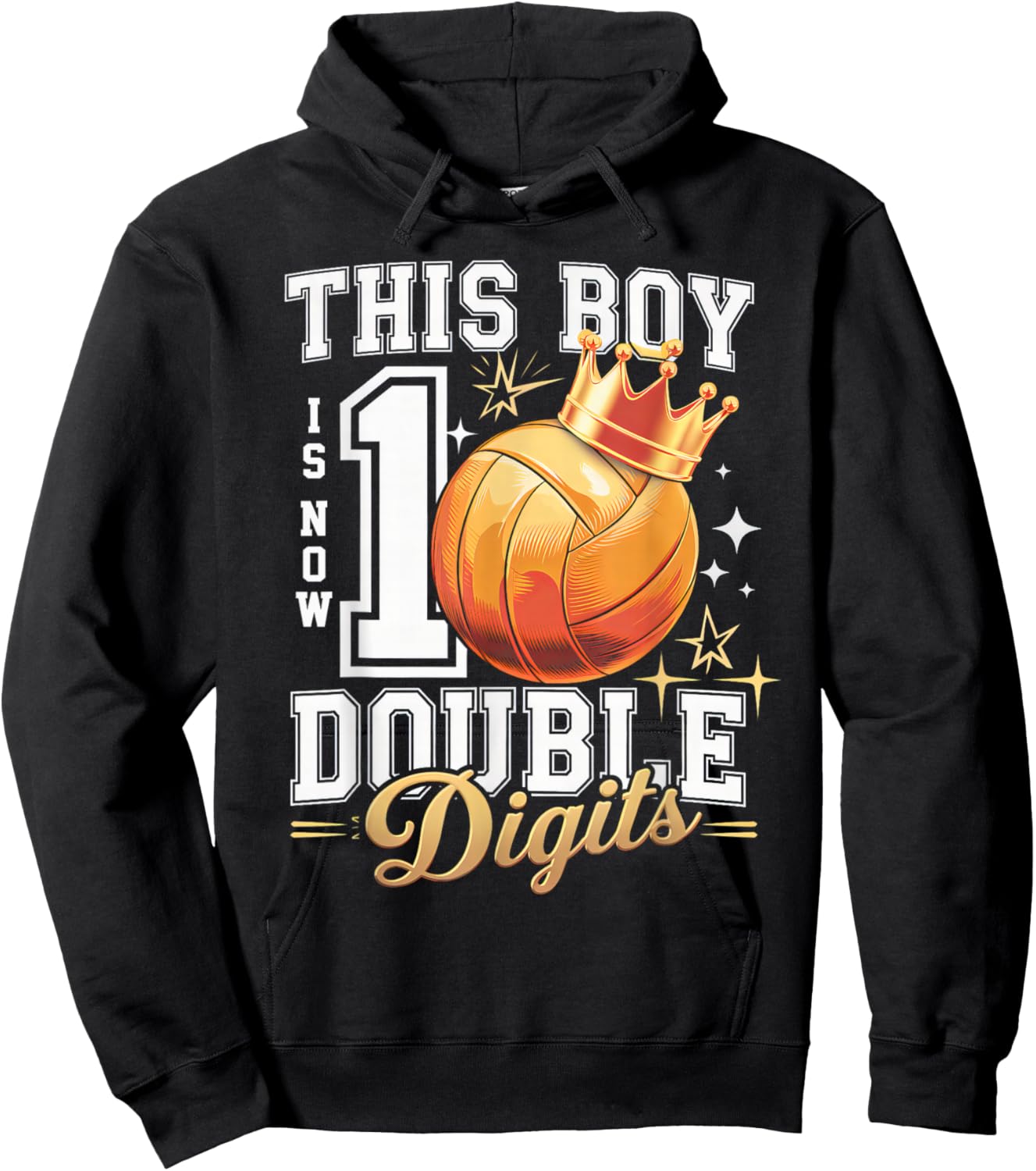 This Boy Double Digits Ten Volleyball 10 Years Old Birthday Hoodie - Hoodie | Black
