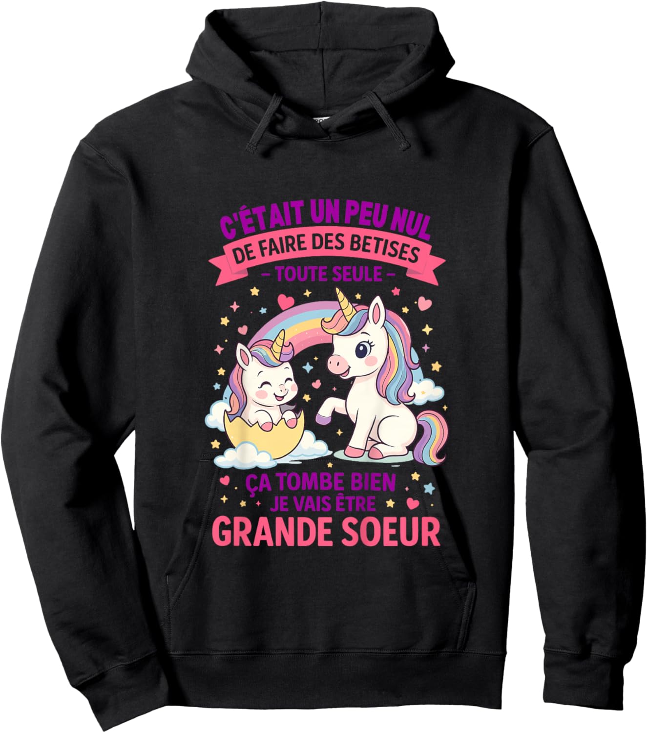 Child Announcement Pregnancy Big Sister Nonsense Future Big Sister Hoodie - Hoodie | Black