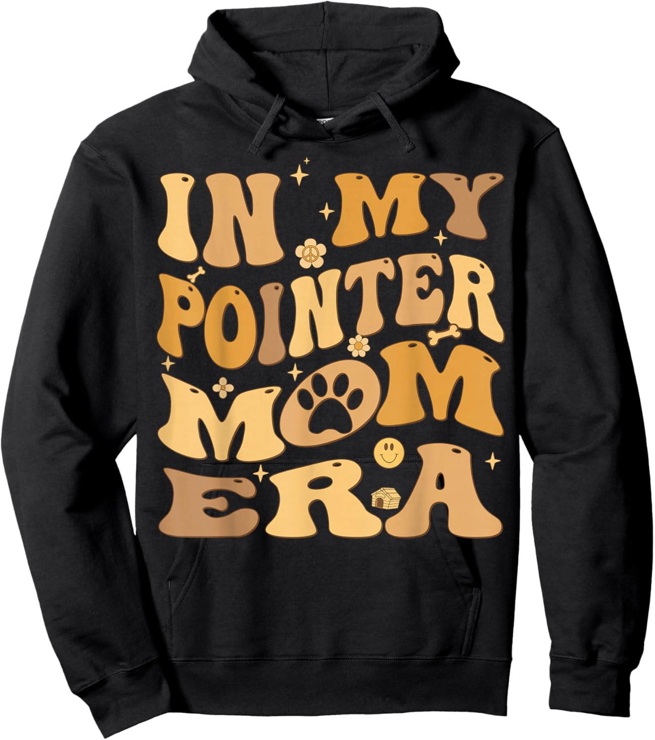 In My Pointer Mom Era Groovy English Pointer Dog Hoodie - Hoodie | Black