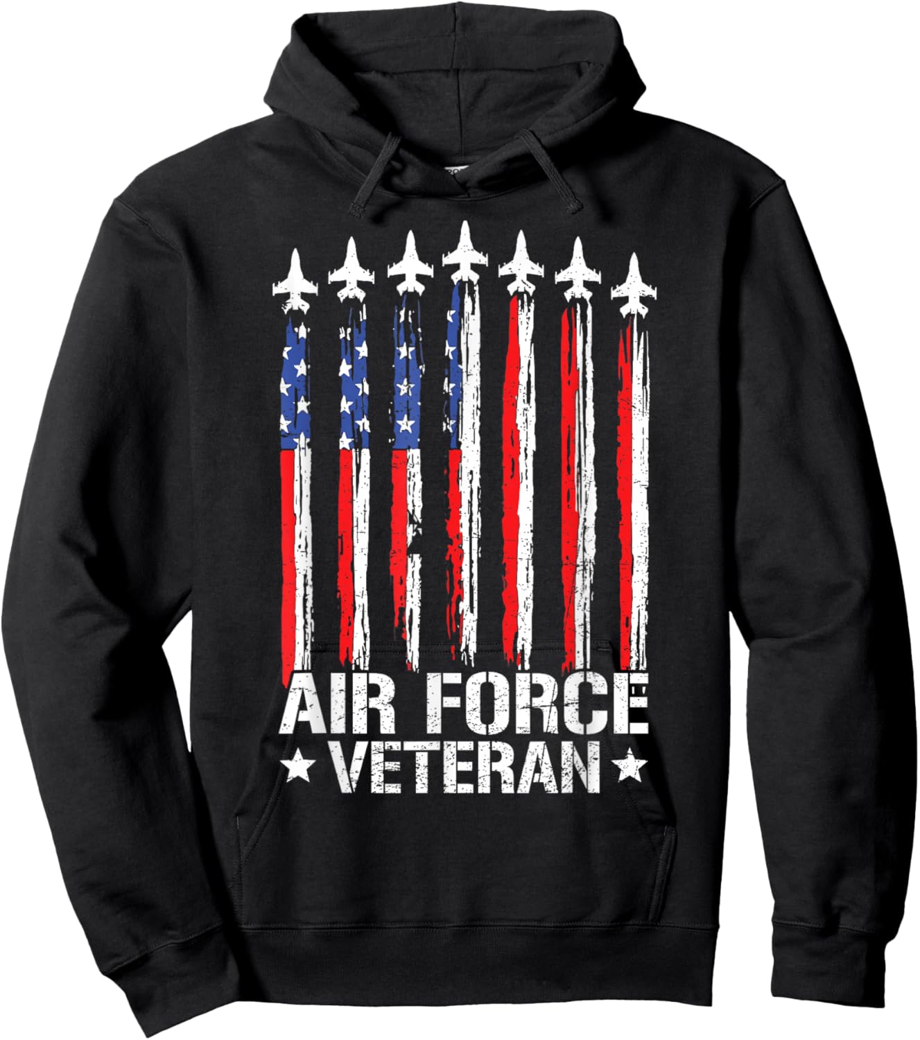 Patriotic US Air Force Veteran Flag USA American USAF Vet Hoodie - Hoodie | Black