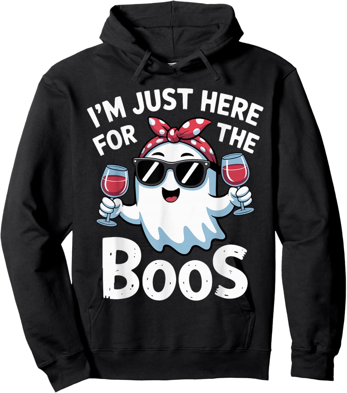 I'm Just Here for The Boos Halloween Women Ghost Cute Funny Hoodie - Hoodie | Black