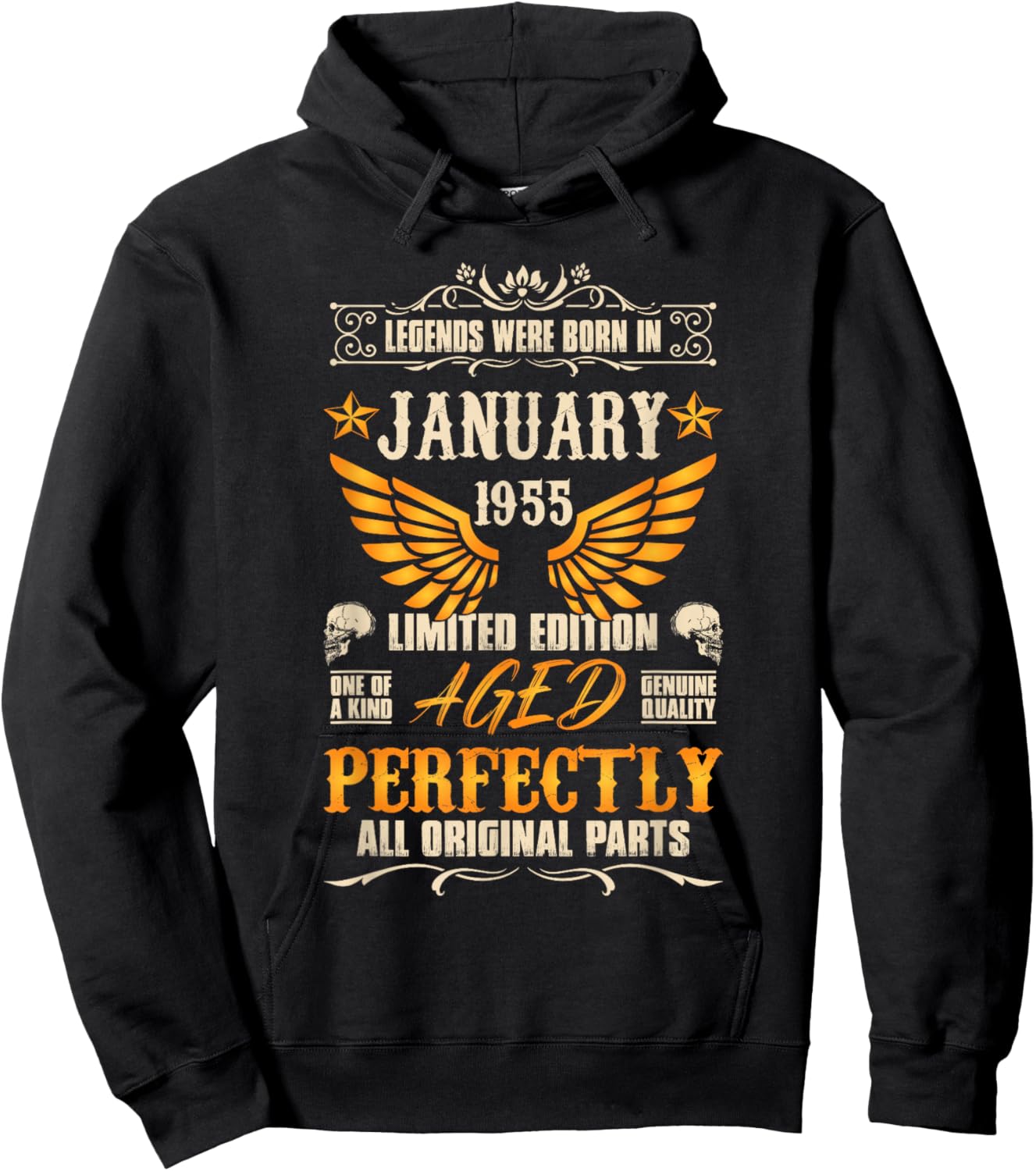 71rd Birthday Vintage Legends Born in 1955 71 Years Old Hoodie - Hoodie | Black