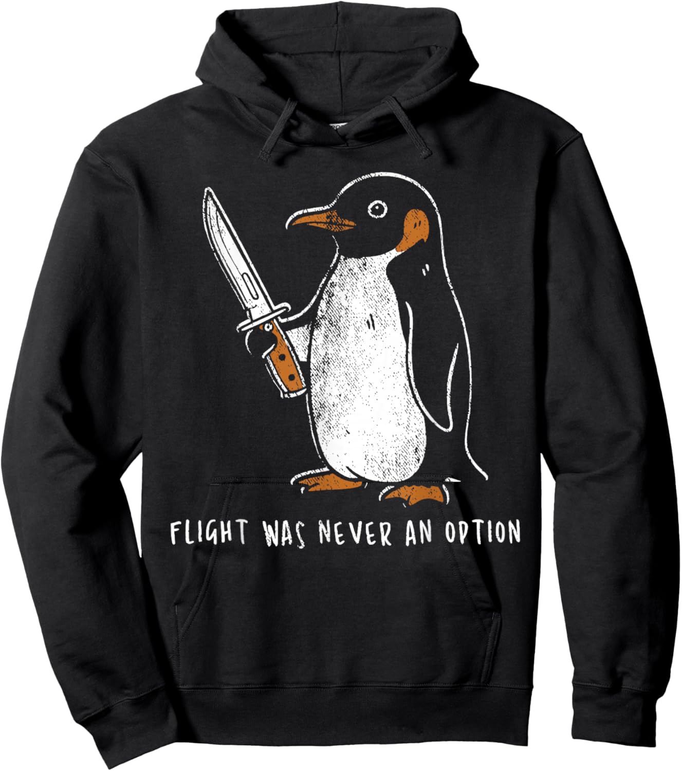 Flight was Never an Option Funny Penguin with Knife Hoodie - Hoodie | Black