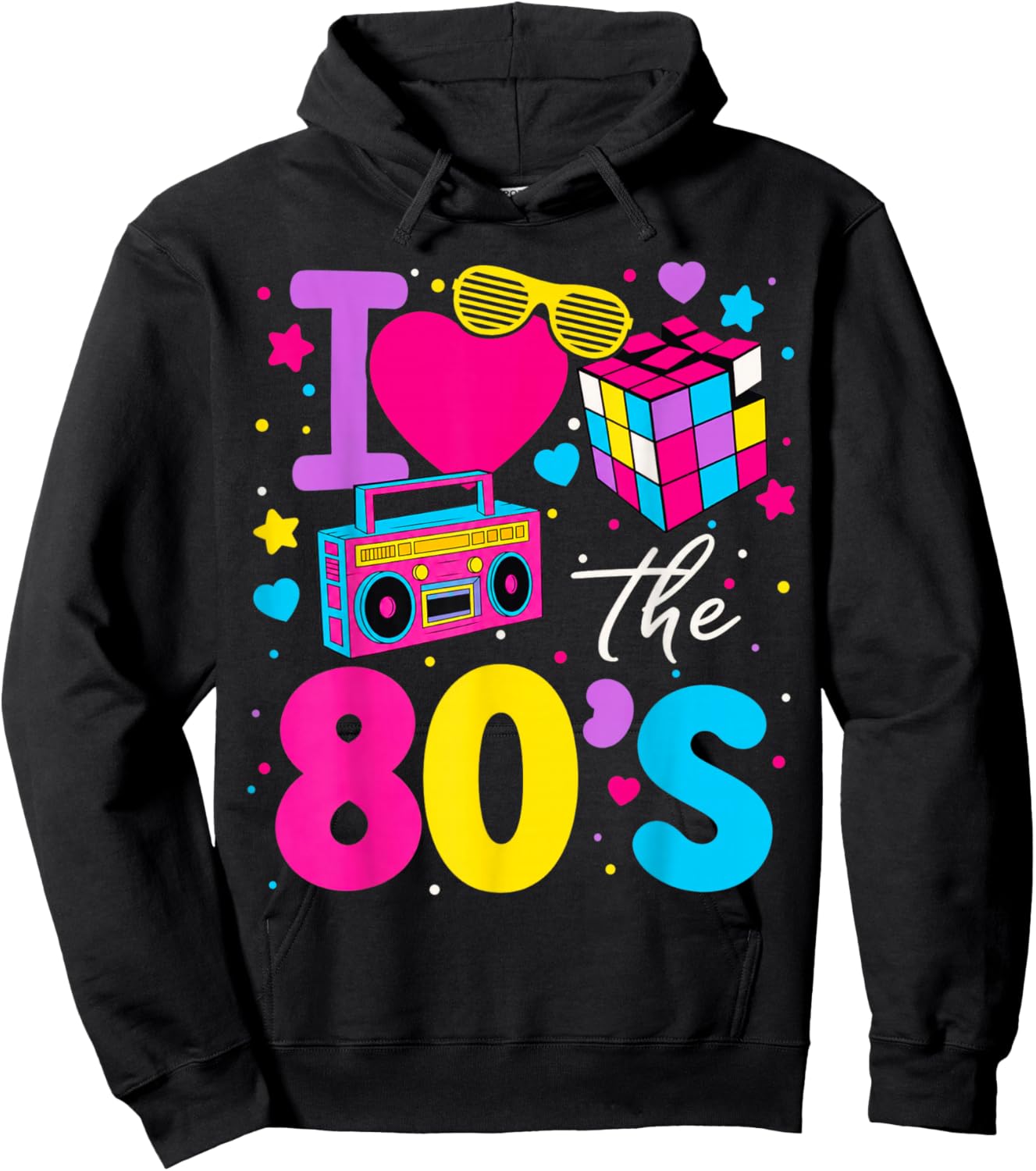 I Love The 80s Clothes and Men Party Funny Hoodie - Hoodie | Black