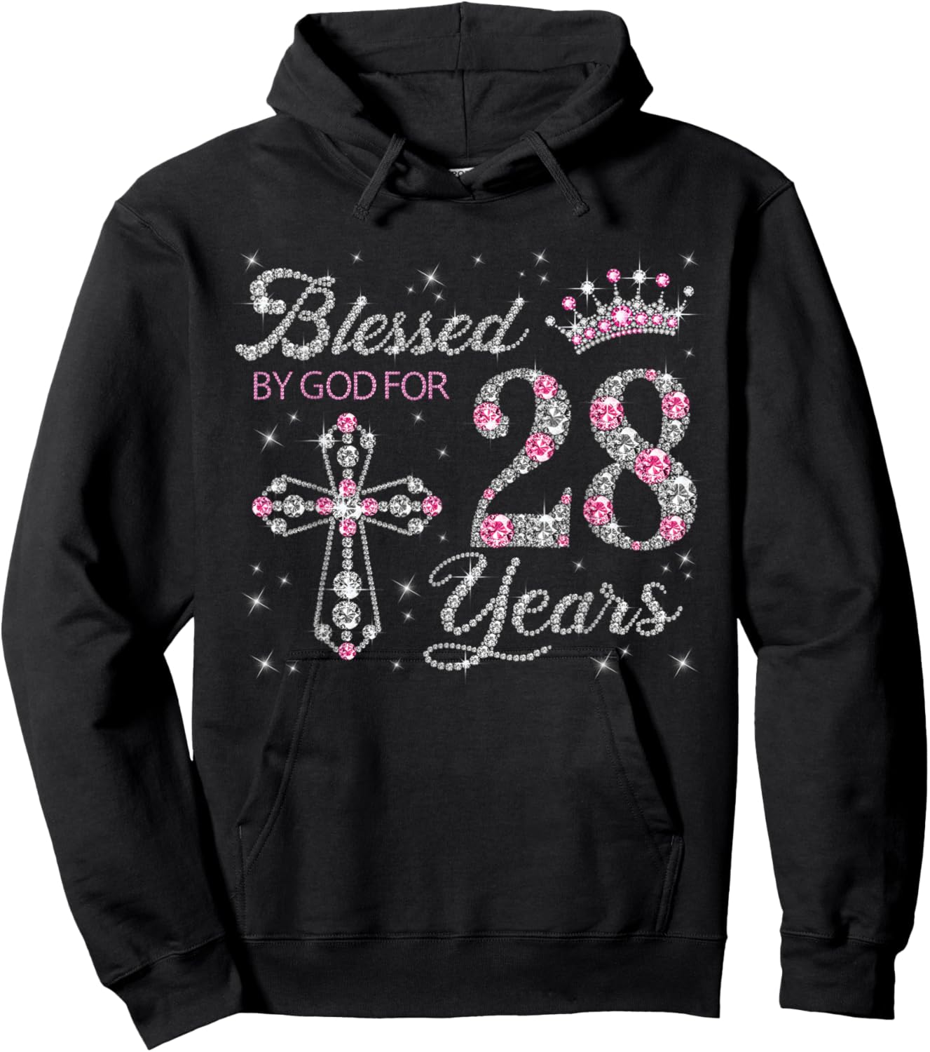 Blessed by God For 28 Years Old 28th Birthday Gift Hoodie - Hoodie | Black
