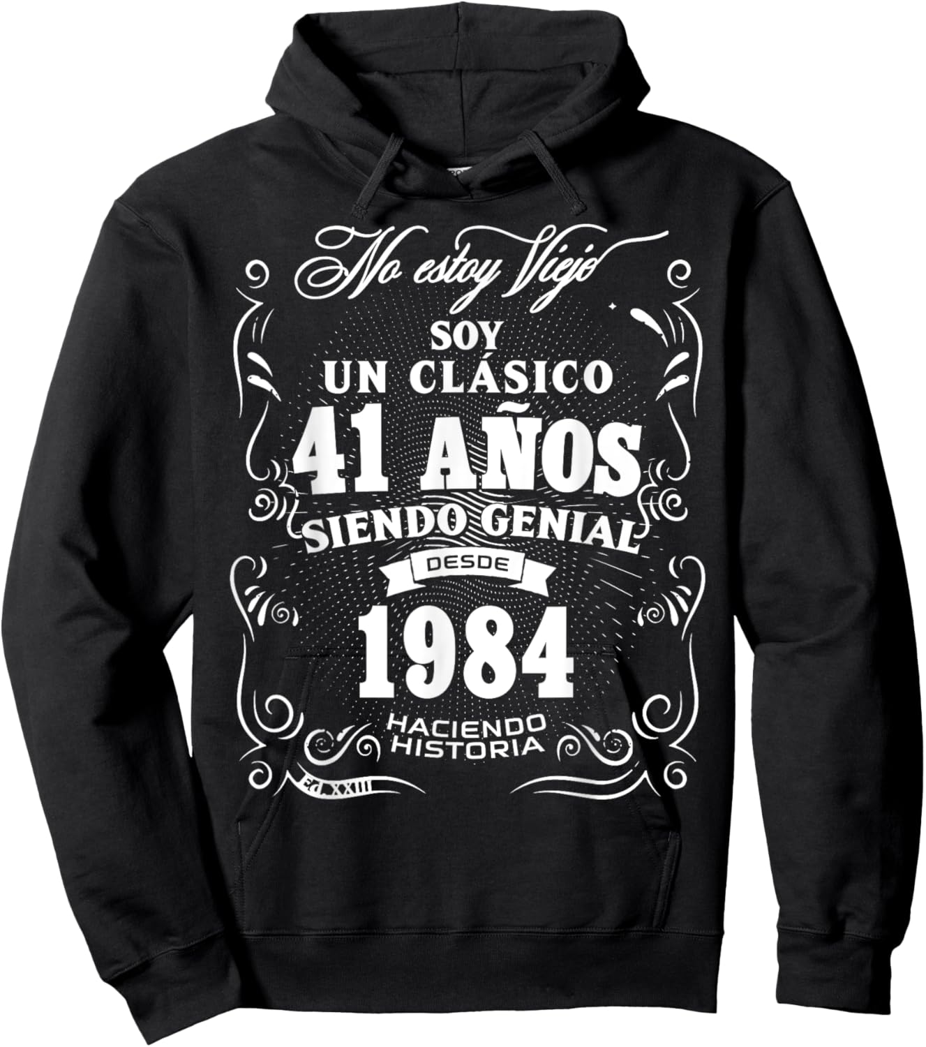 Vintage 41st Birthday Men Funny 1984 41 Birthday Spanish Hoodie - Hoodie | Black