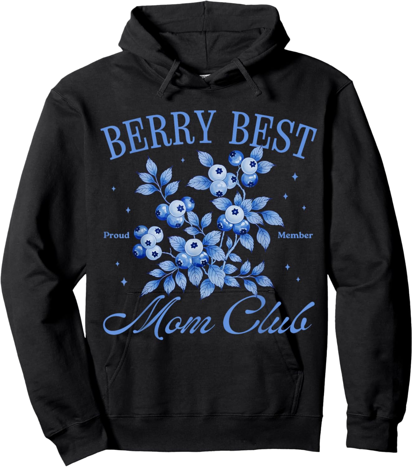 Berry Best Mom Club Mother's Day Cute Blueberry Vintage Hoodie - Hoodie | Black
