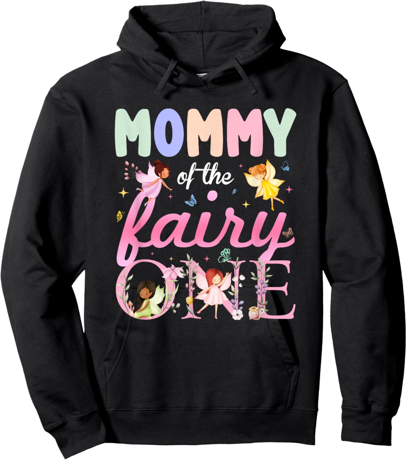 Mommy of The Fairy One 1St Birthday Girl Family Matching Hoodie - Hoodie | Black