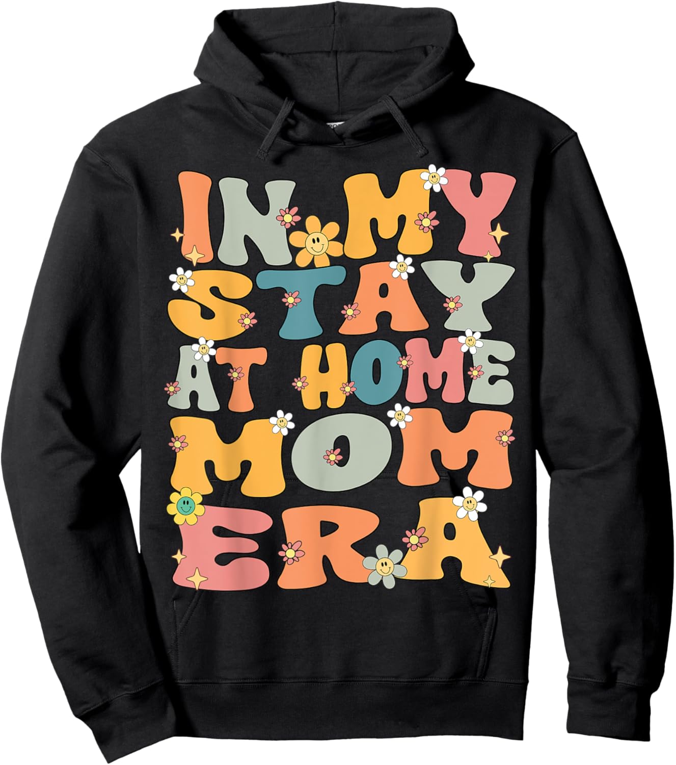 In My Stay At Home Mom Era Retro Groovy Stay At Home Mom Hoodie - Hoodie | Black