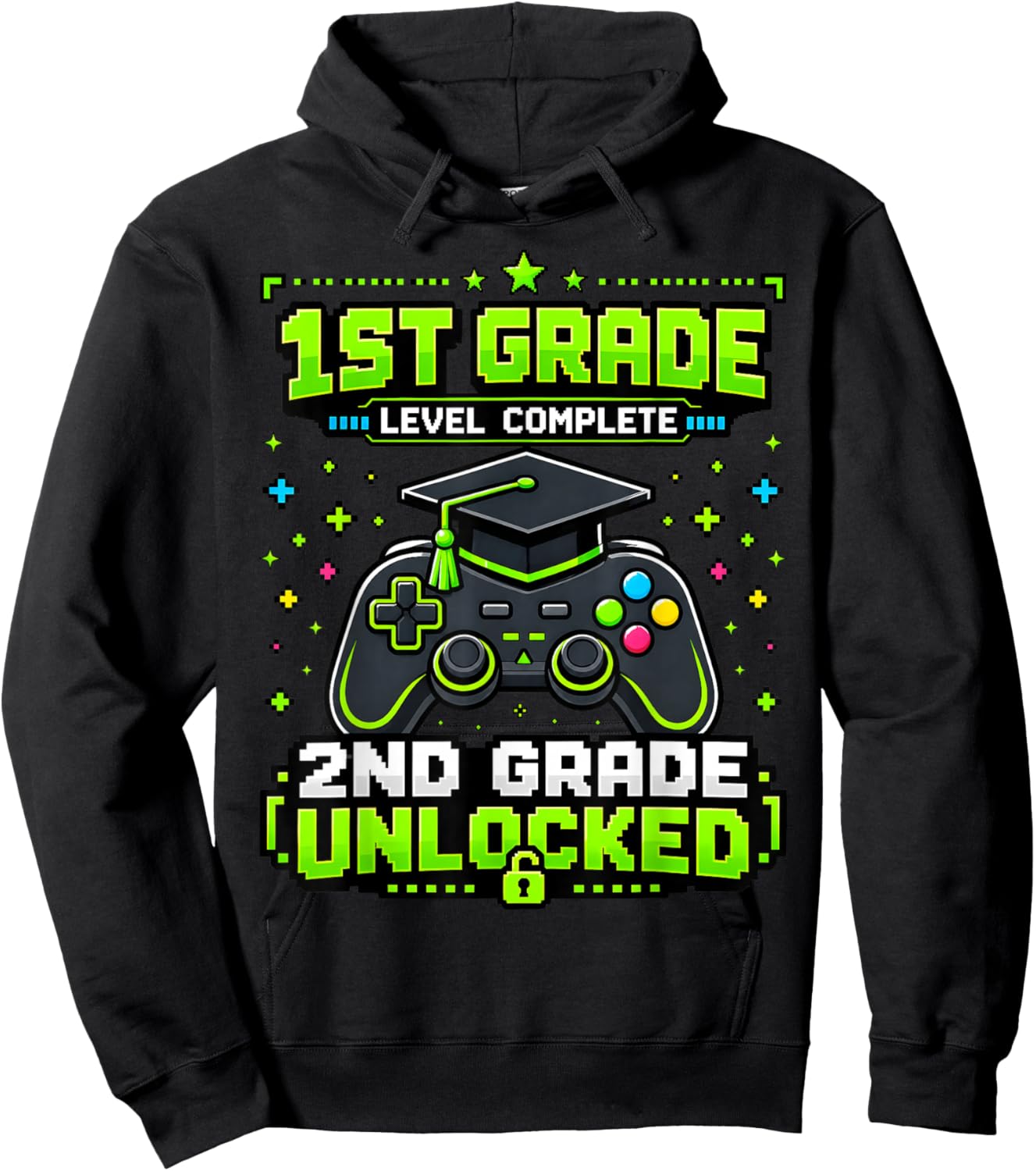 1st Grade Graduation 2nd Grade Unlocked Gamer Boys Kids Hoodie - Hoodie | Black