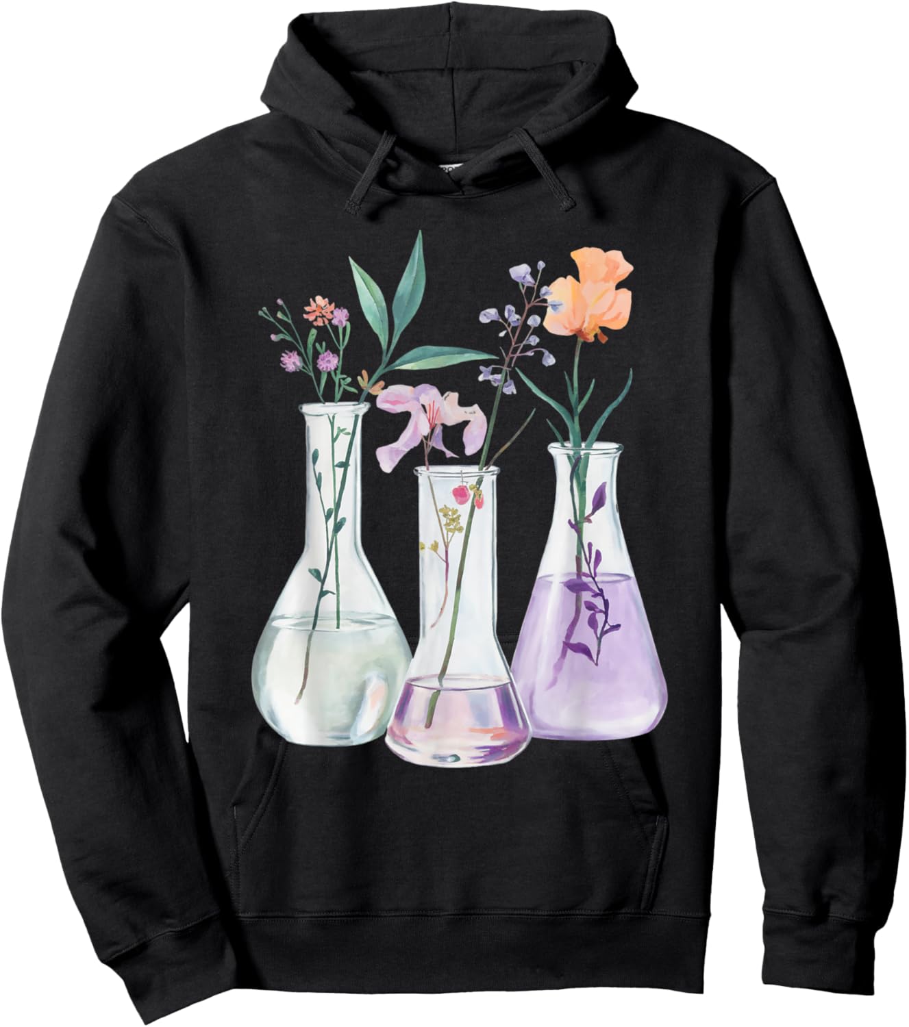 Flowers Test Tube Chemistry Student Science Teacher Women Hoodie - Hoodie | Black
