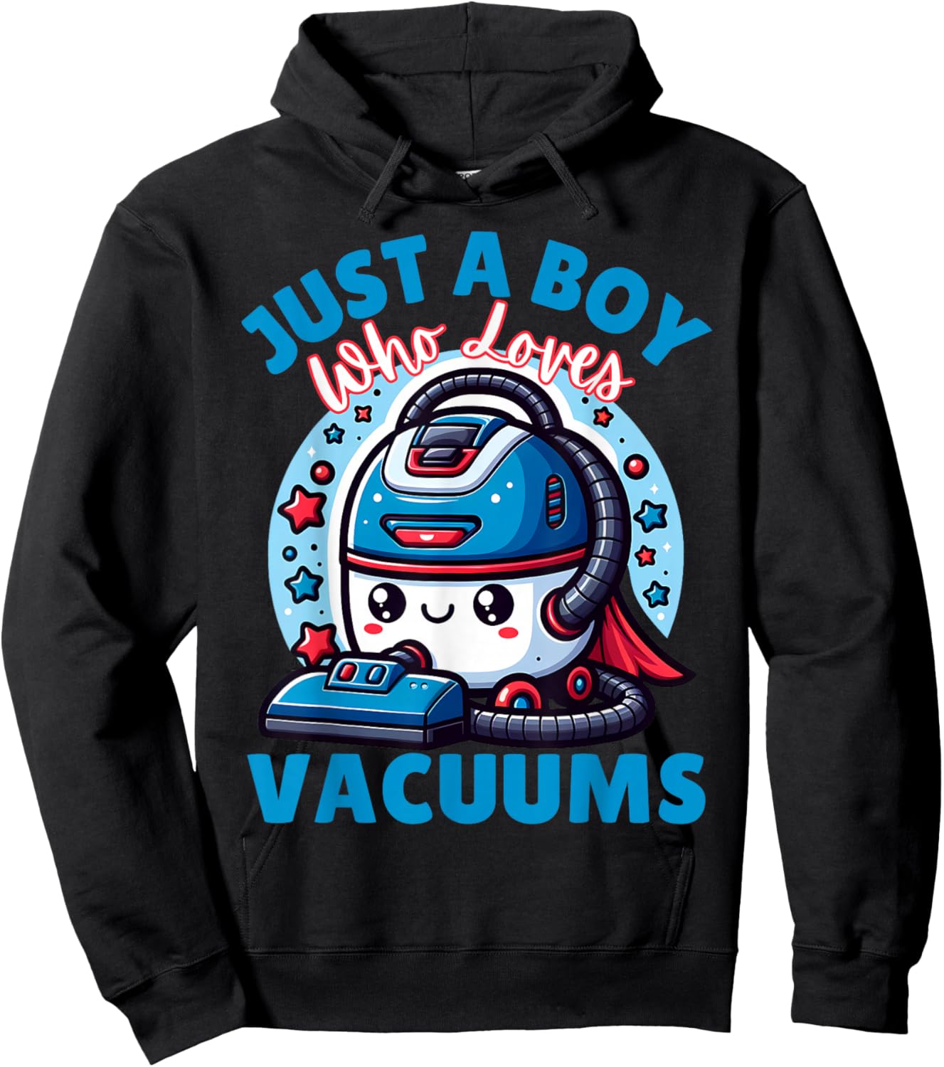Just A Boy Who Loves Vacuums Cleaning Lover Funny Boys Hoodie - Hoodie | Black