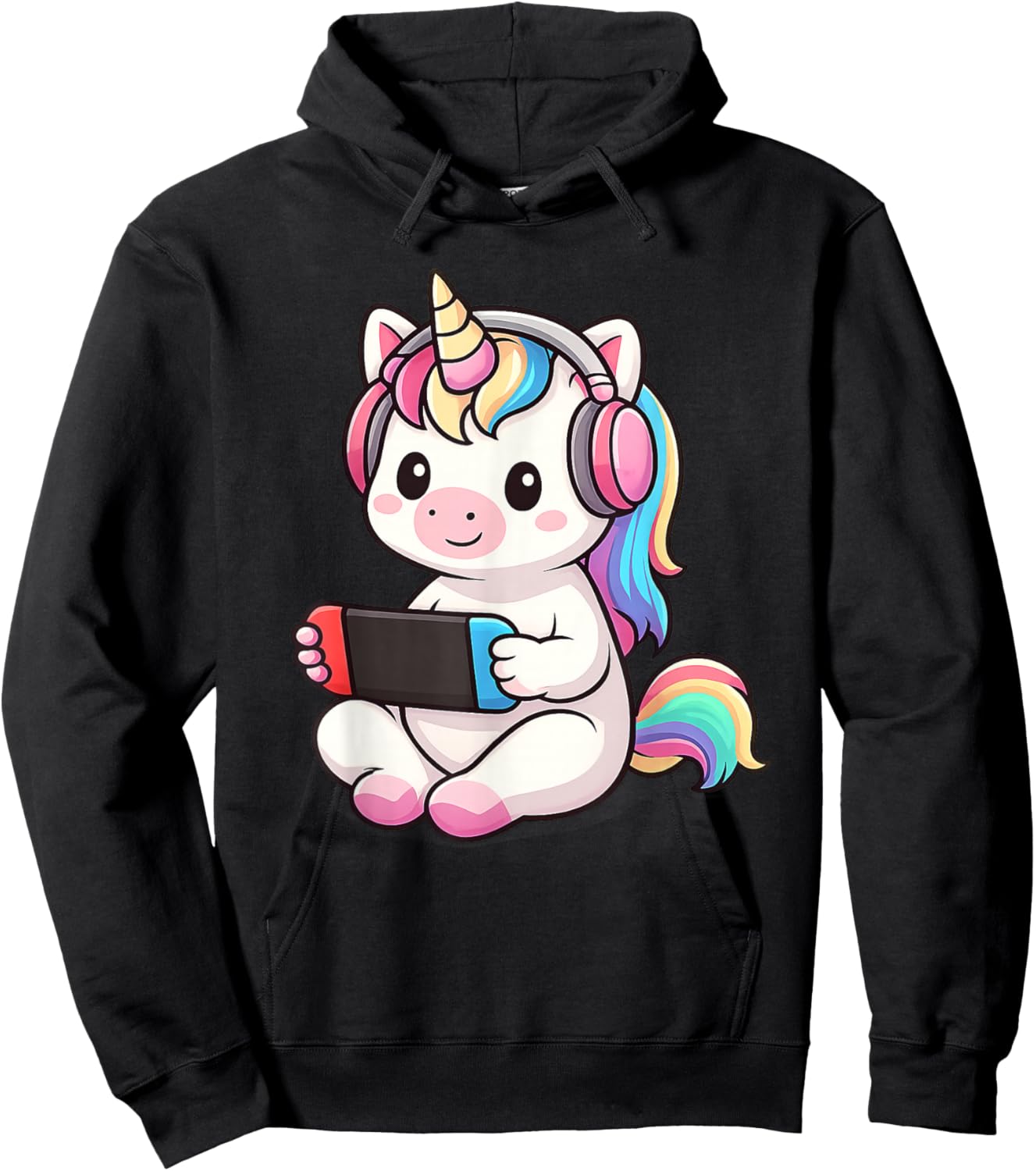 Kawaii Gamer Unicorn Playing Video Game Gaming Gifts Hoodie - Hoodie | Black
