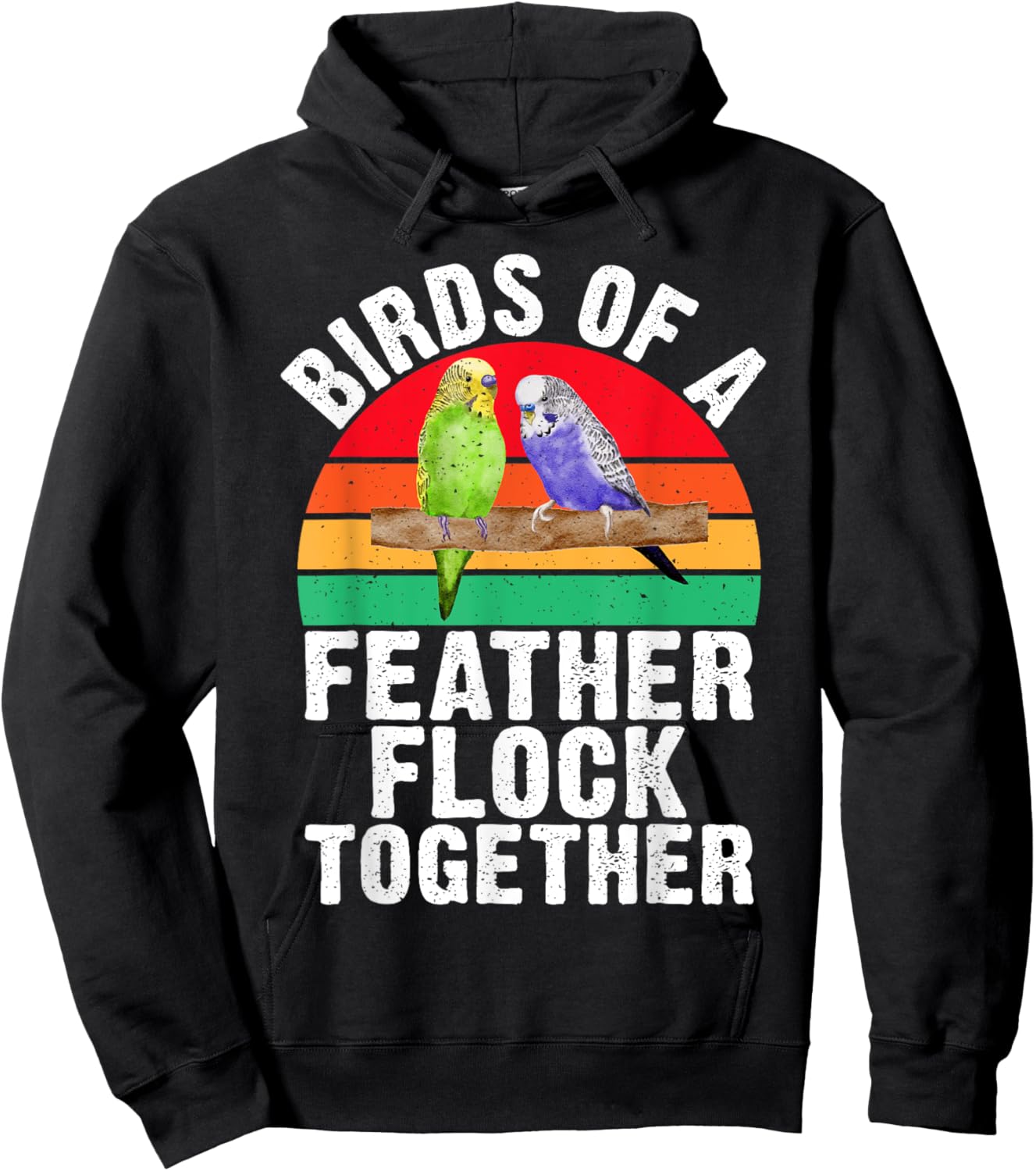 Birds of a Feather Flock Together Budgie Hoodie - Hoodie | Black