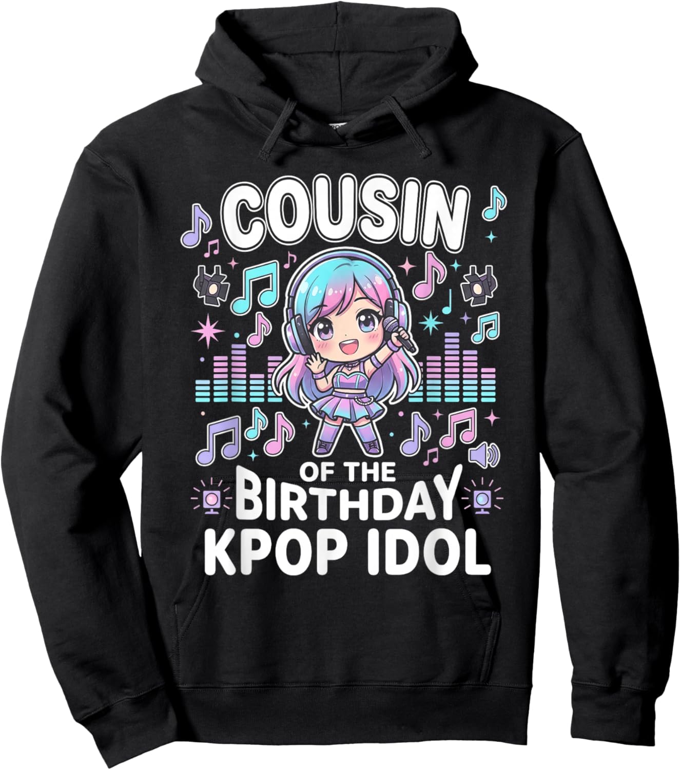 Cousin of the Birthday Kpop Idol Chibi Girls K pop Theme Hoodie - Hoodie | Black