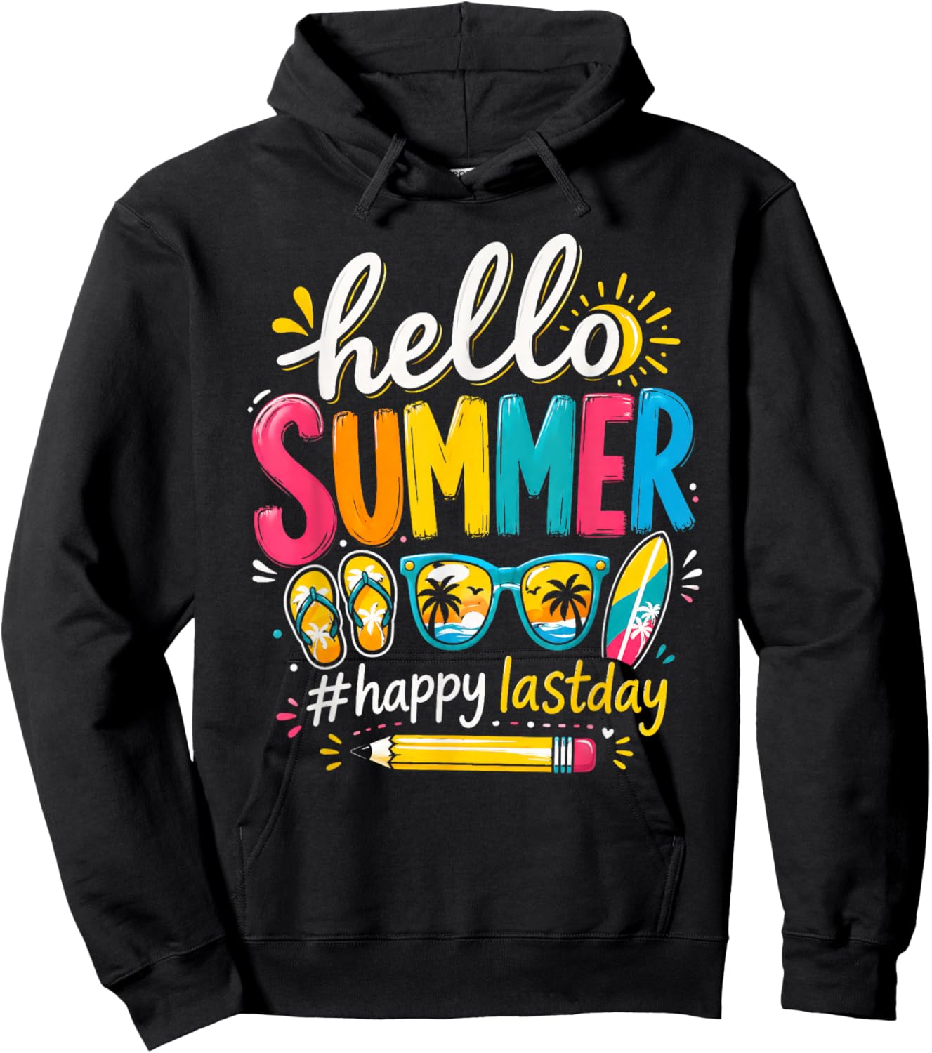 Hello Summer Happy Last Day of School Teacher Hoodie - Hoodie | Black