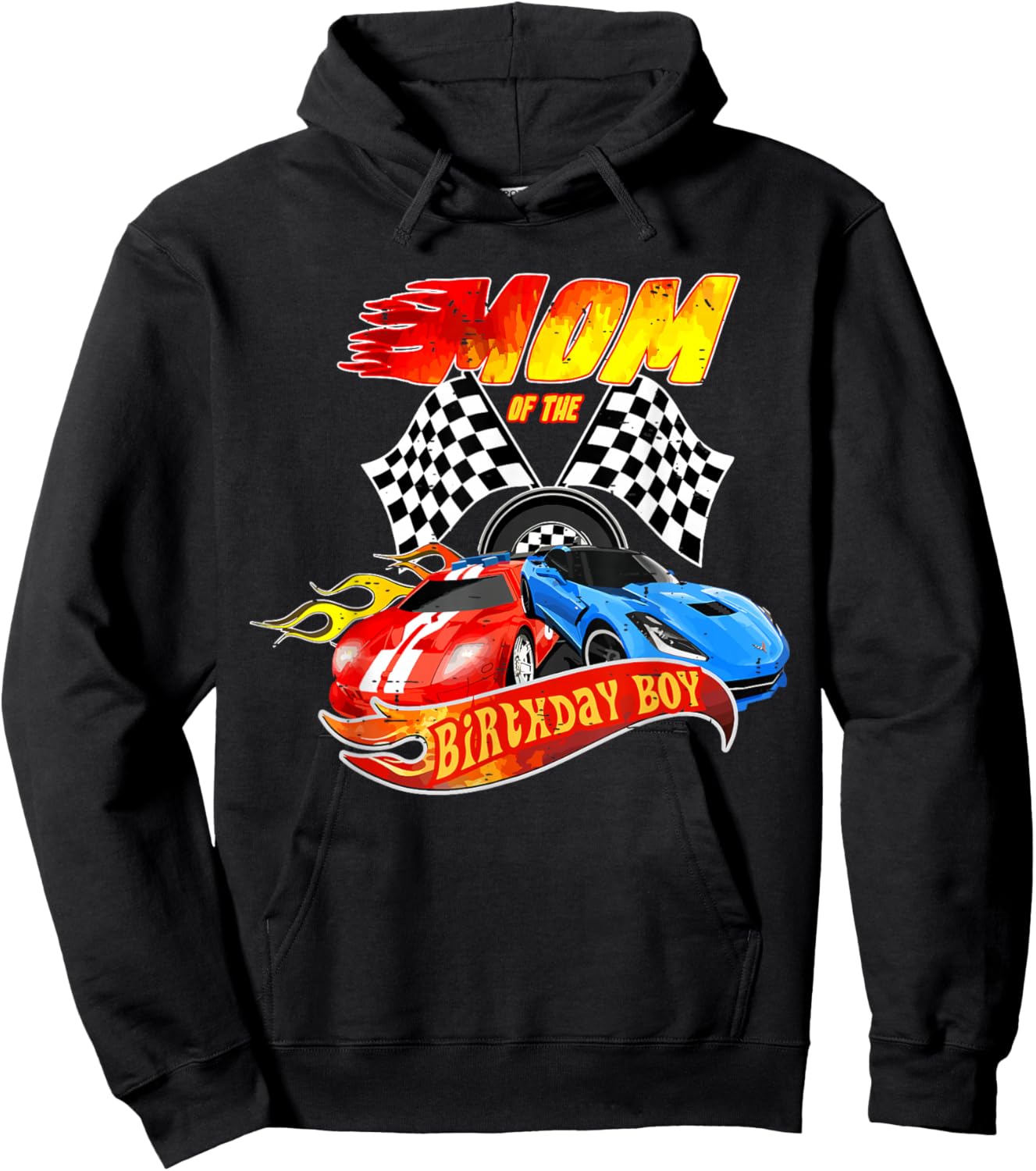 Mom Of The Birthday Boy Race Car Birthday Party Racing Cute Hoodie - Hoodie | Black