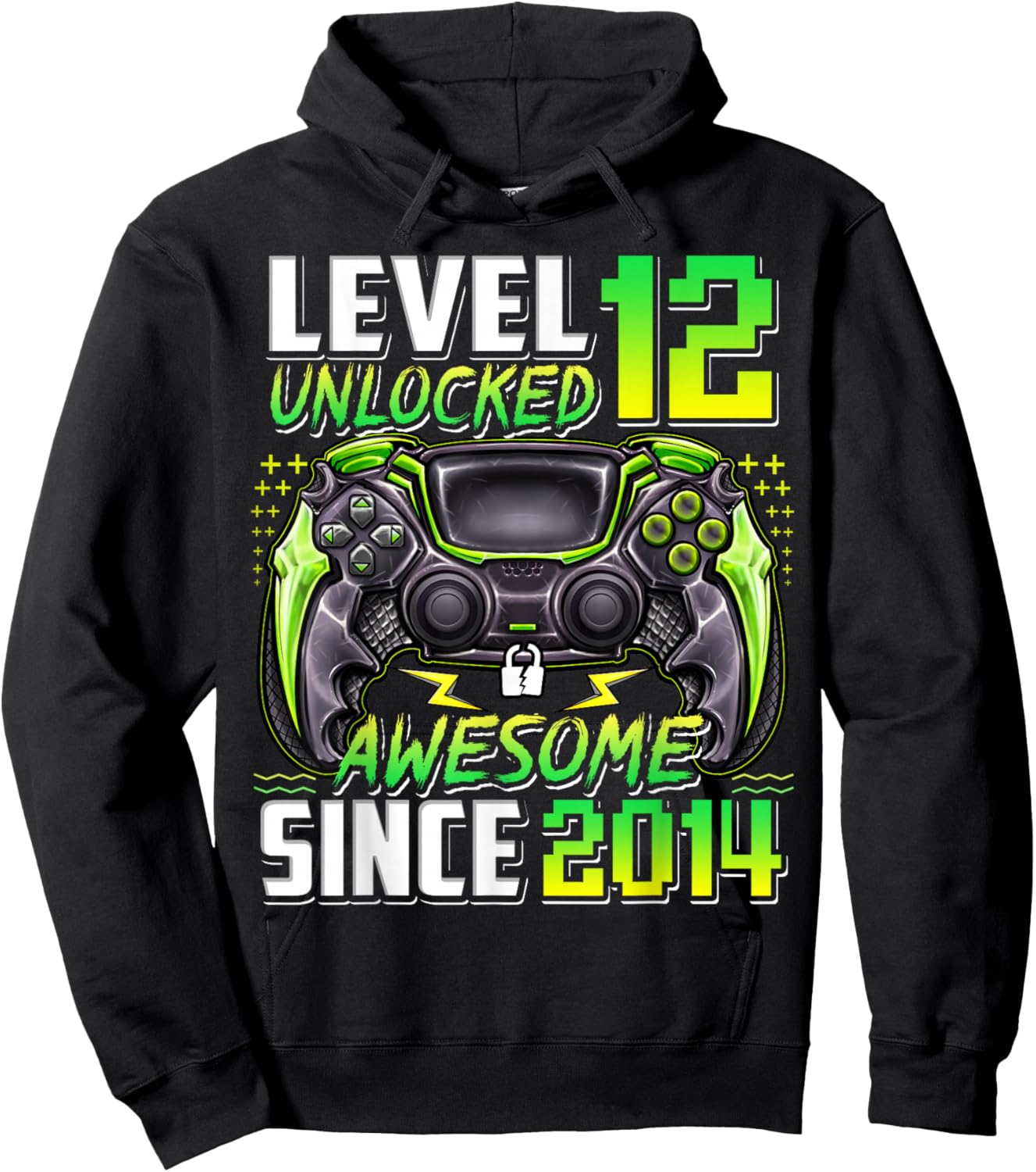 Level 12 Unlocked Awesome Since 2014 12th Birthday Gaming Hoodie - Hoodie | Black