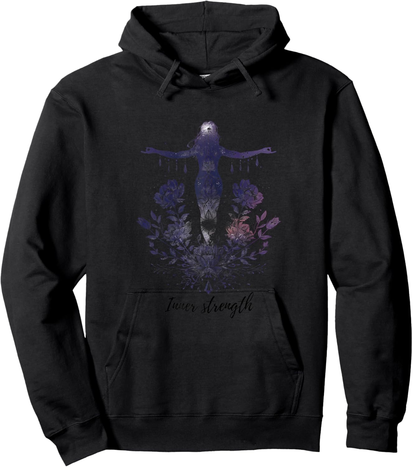 Inspire Serenity - Yoga & Mindfulness Artwork and Phone Hoodie - Hoodie | Black
