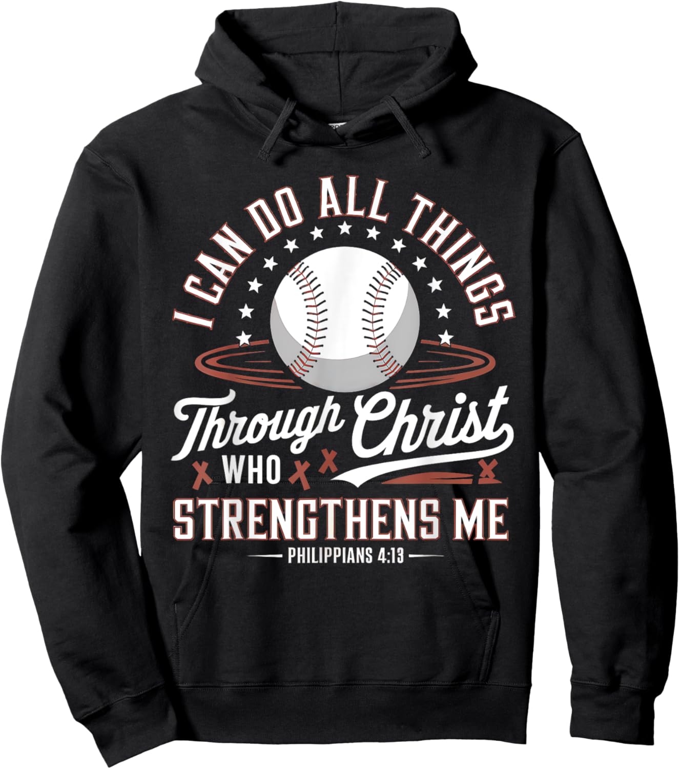 Christian Baseball Player Sports Bible Verse Design Hoodie - Hoodie | Black