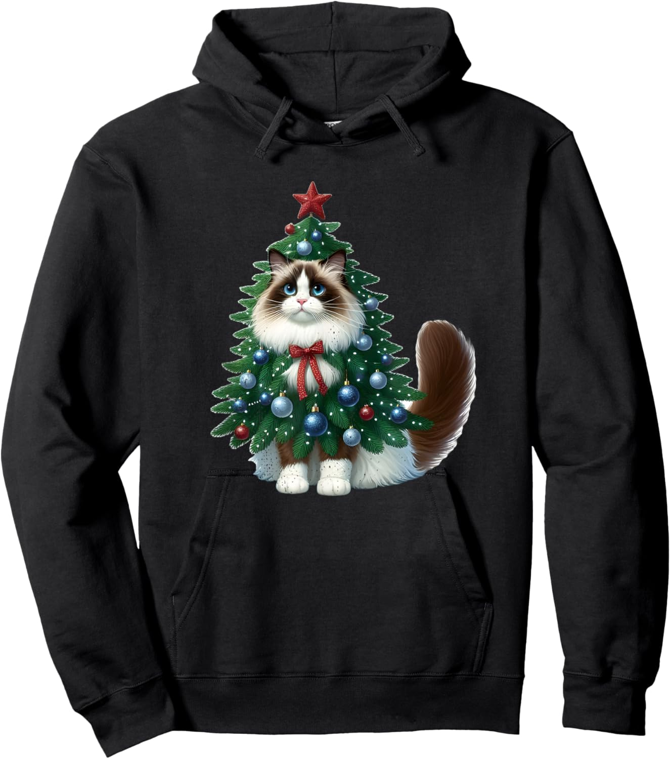 Ragdoll Cat Christmas Tree Costume Hoodie - Hoodie | Black